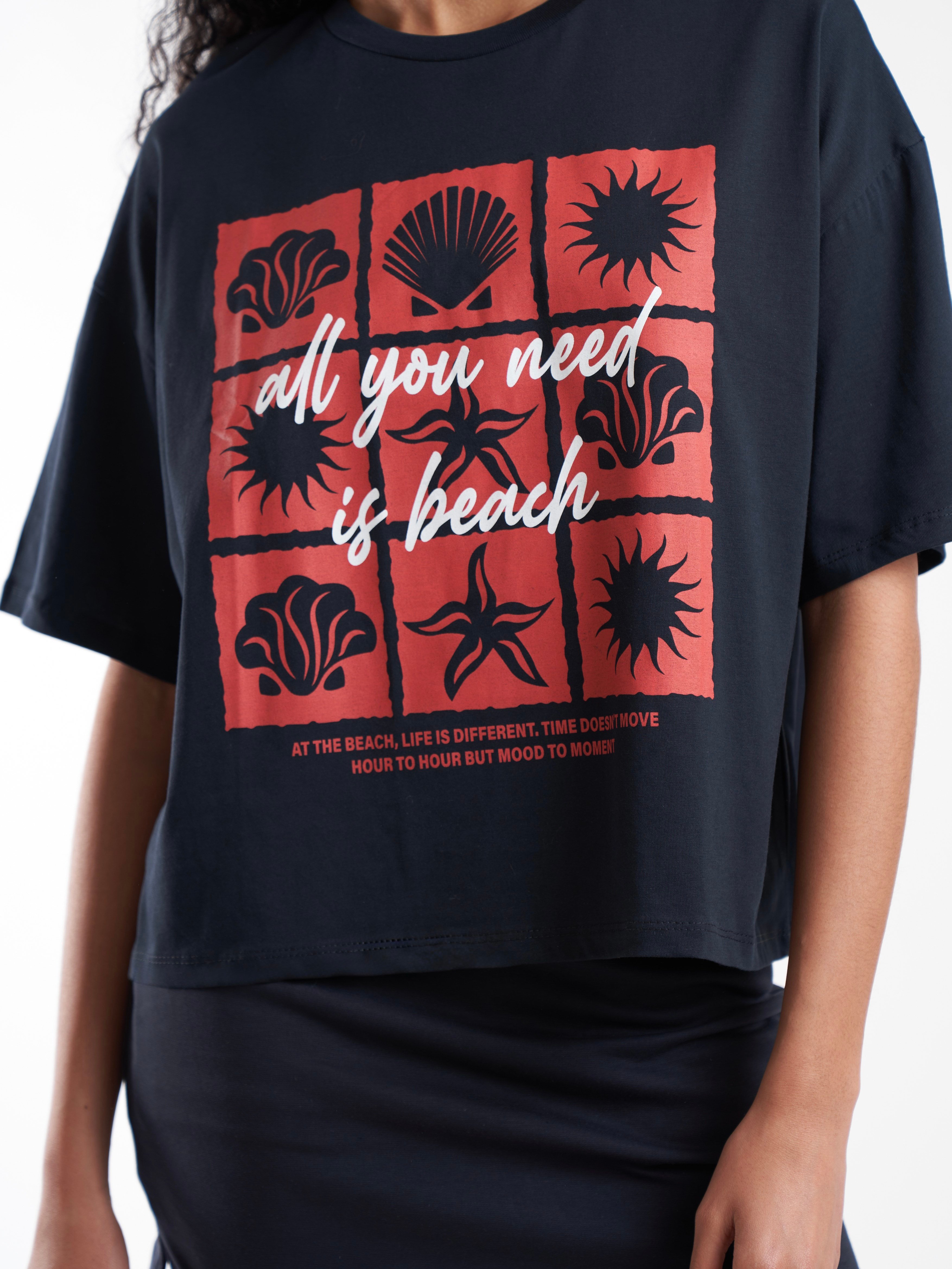 Baskılı Kısa Kol T-shirt Lacivert