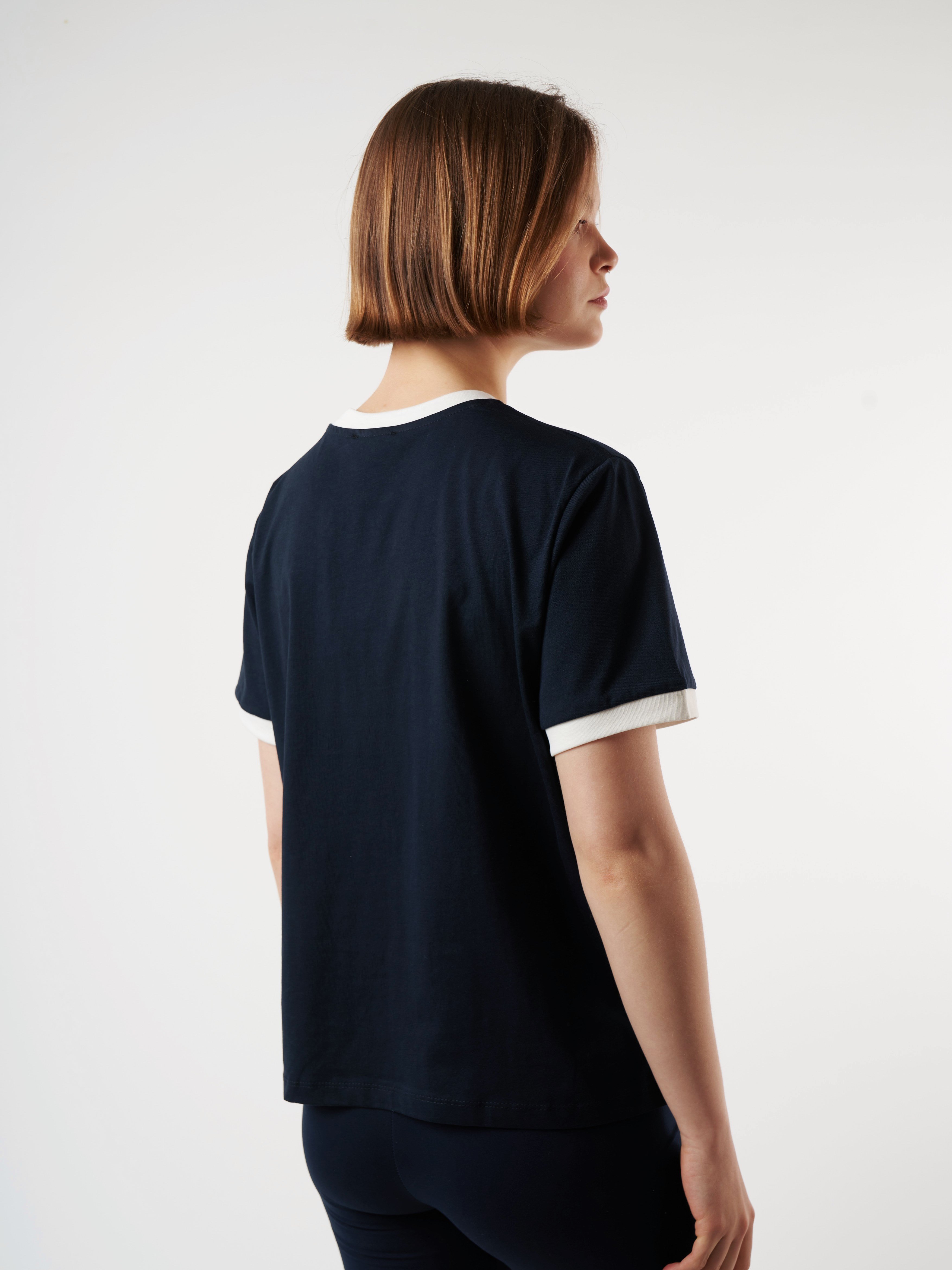 Baskılı Kısa Kol T-shirt Lacivert-Ekru