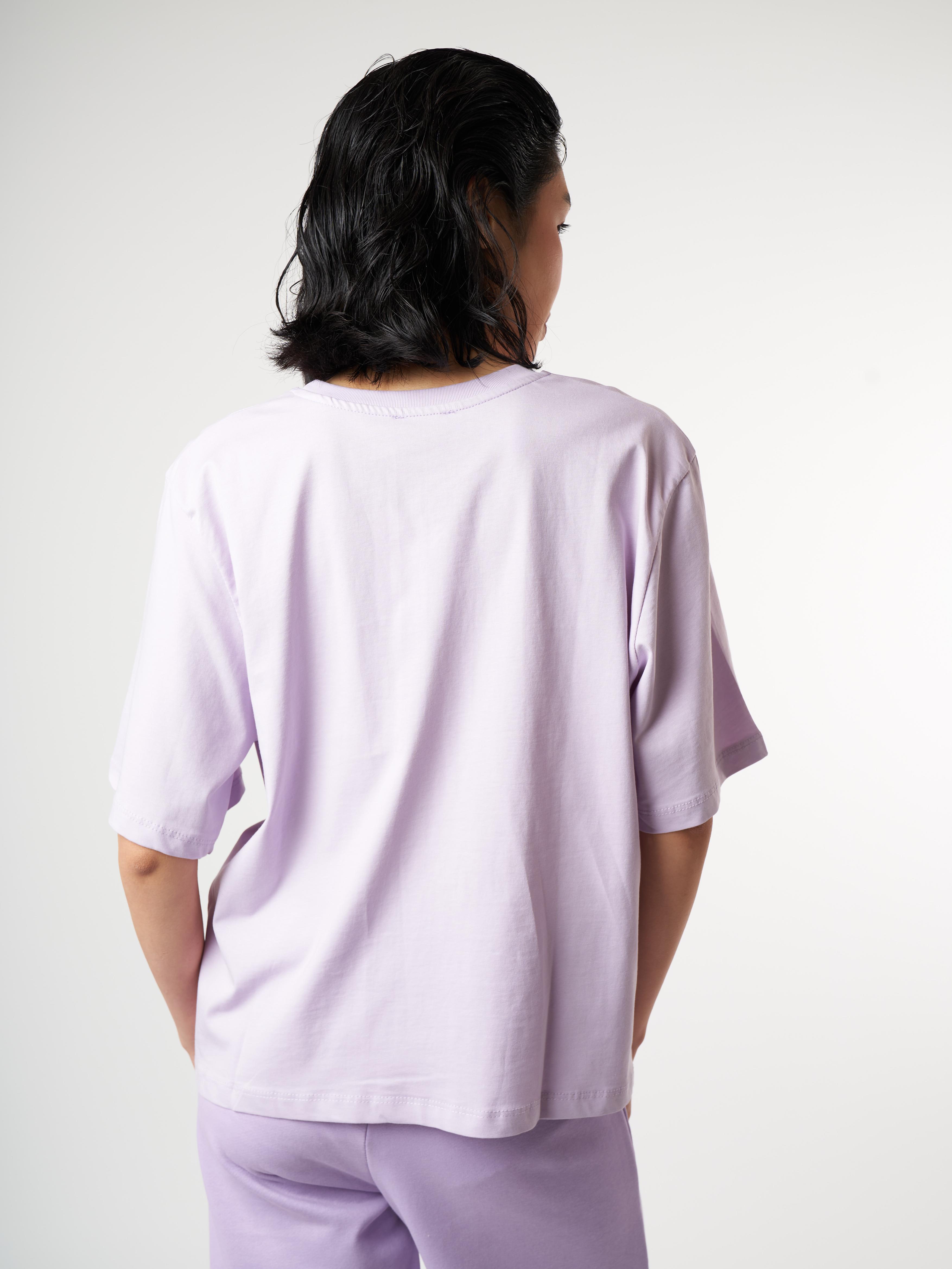 Baskılı Kısa Kol T-shirt Lila