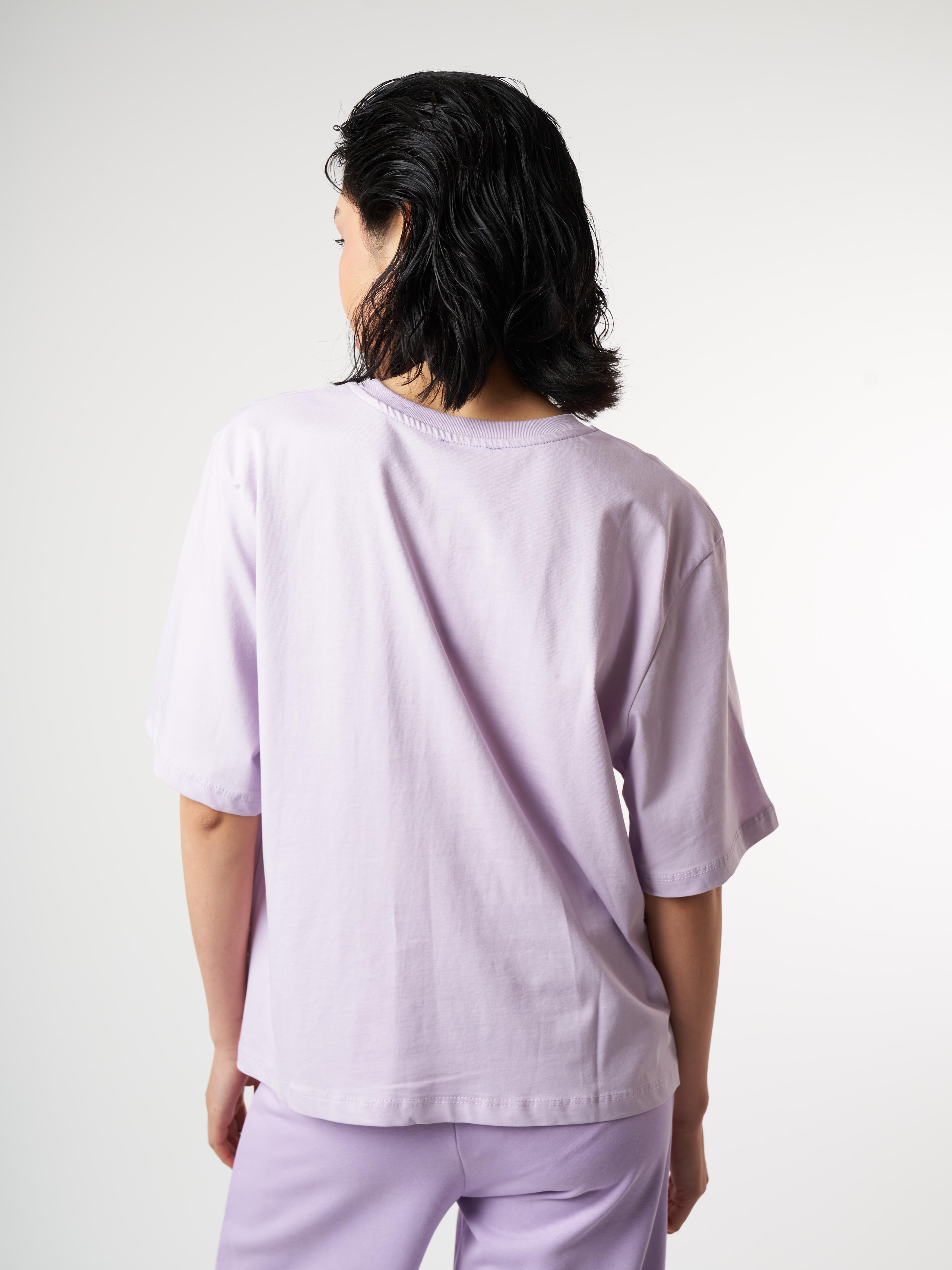 Baskılı Kısa Kol T-shirt Lila