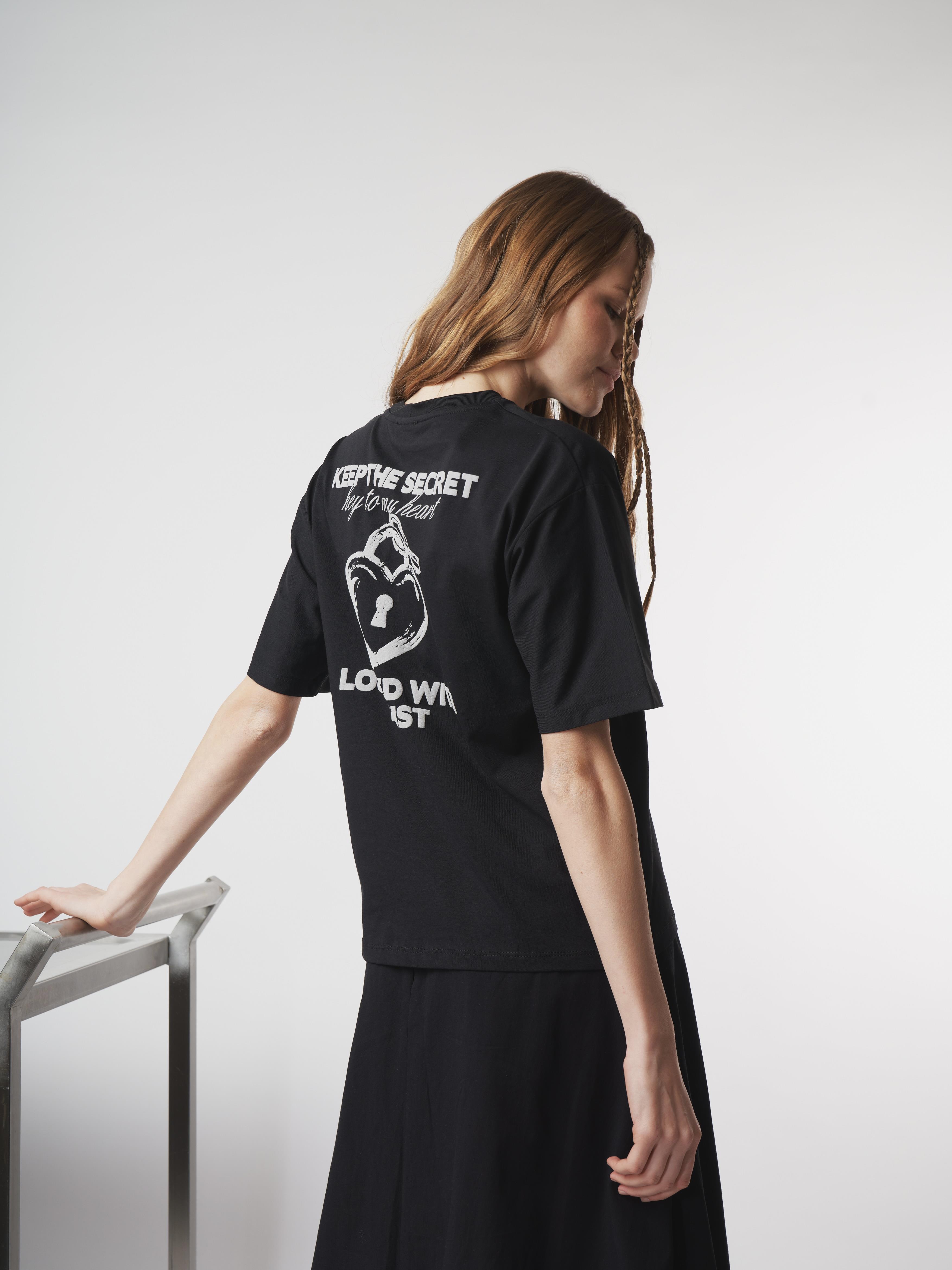 Baskılı Kısa Kol T-shirt Siyah