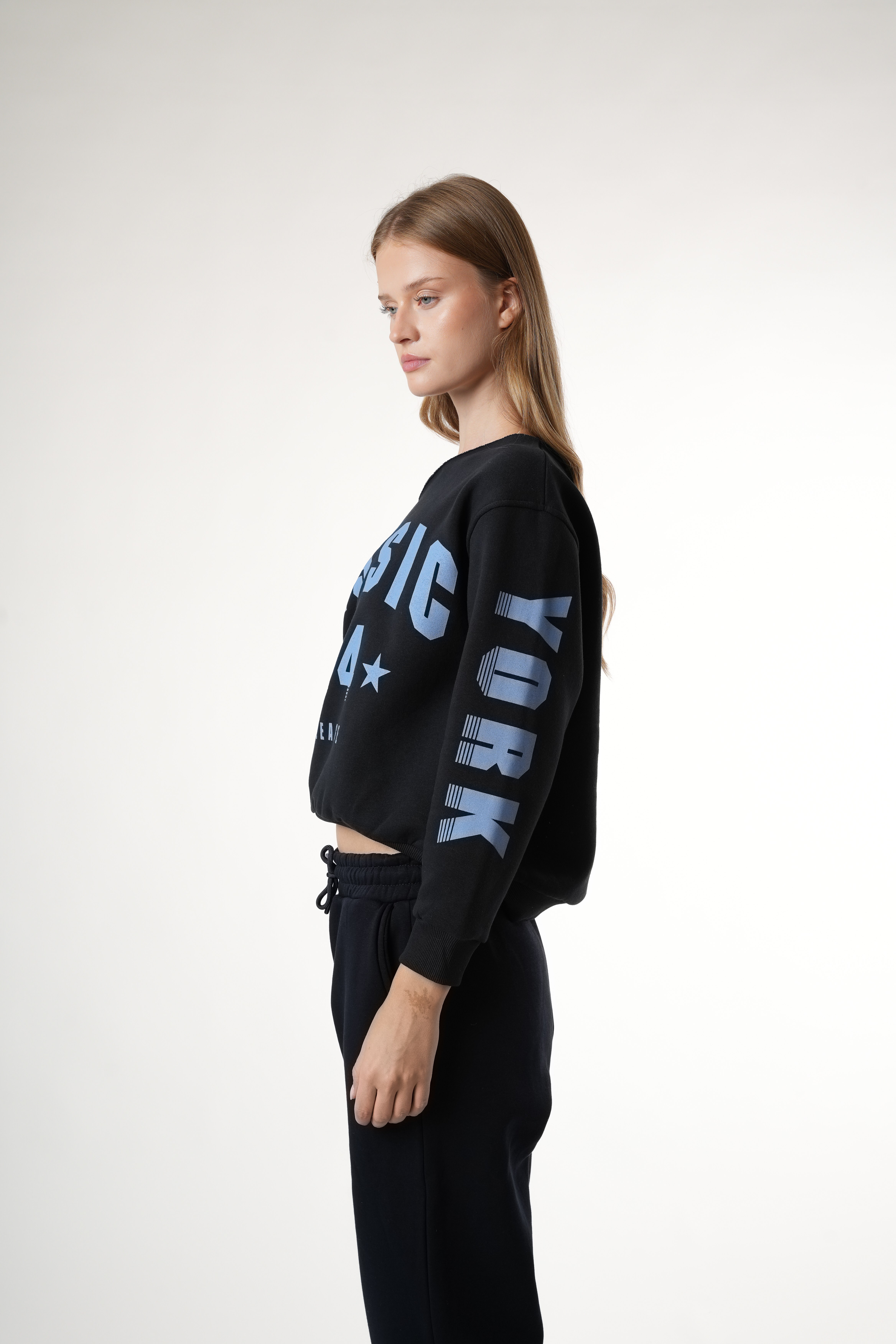 Baskılı Şardonlu Sweatshirt Koyu Lacivert