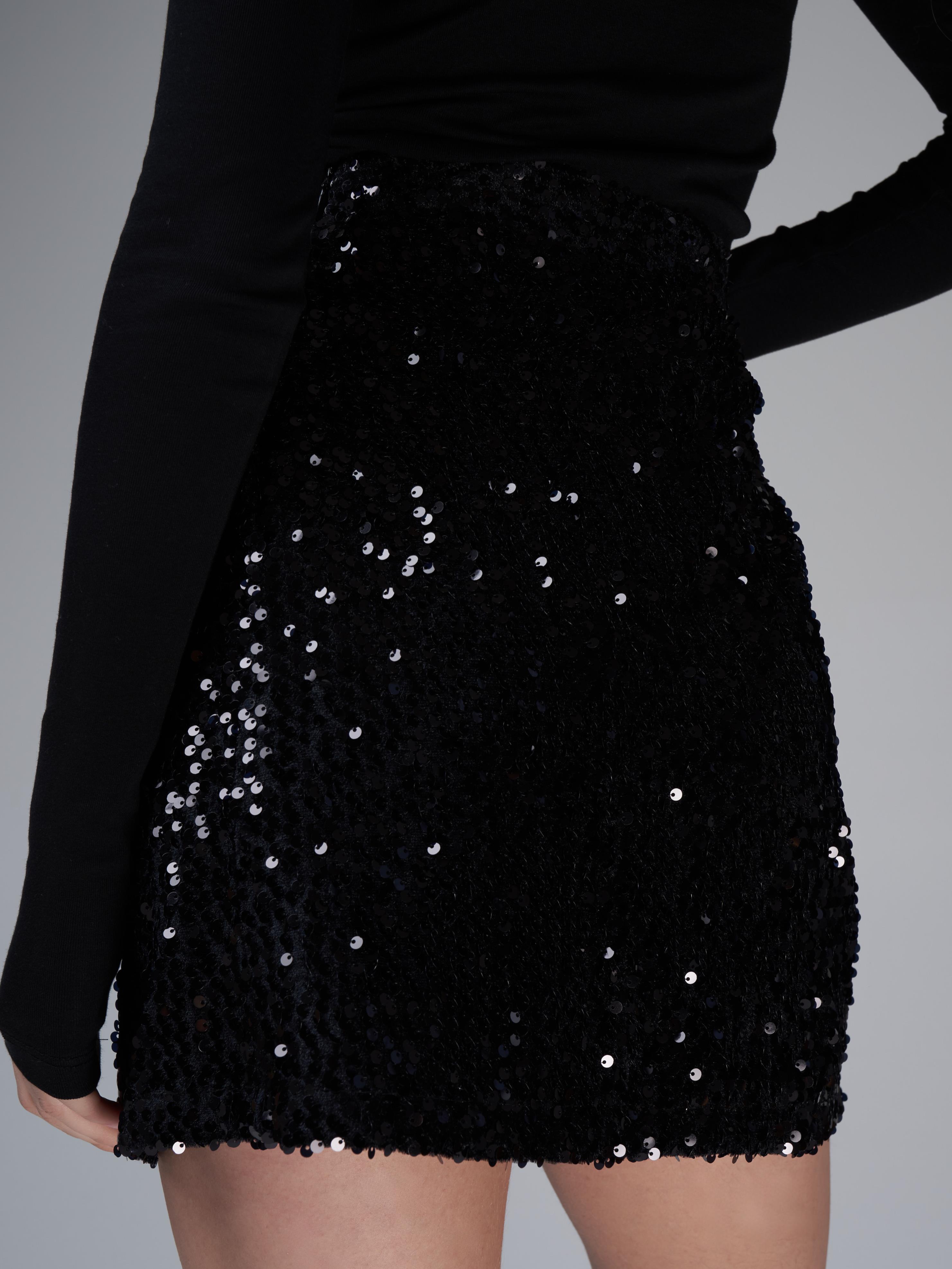 Bel İçi Lastik Pullu Kısa Etek Siyah