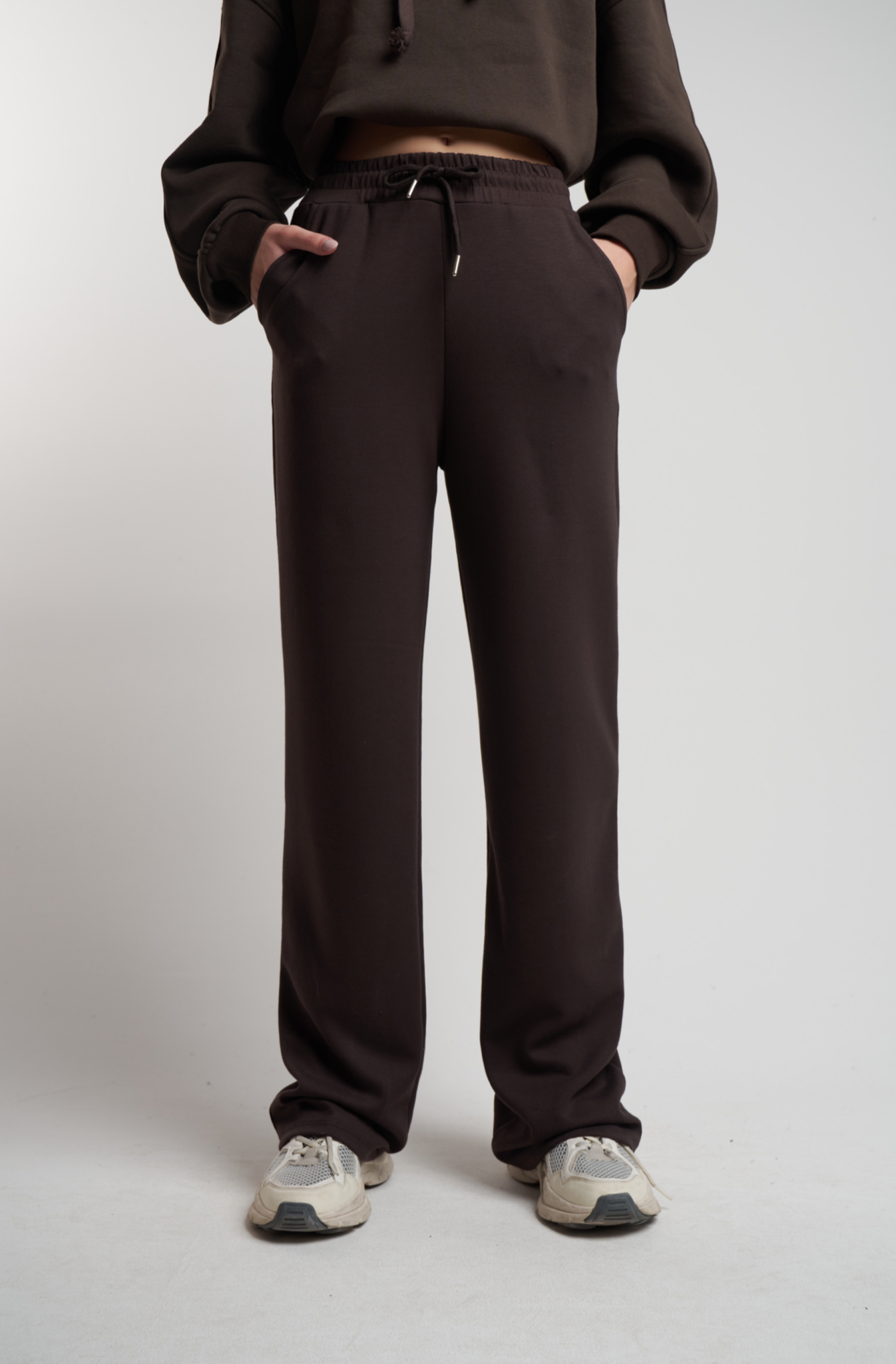 Bel Lastik Bol Paça Modal Pantolon Kahve