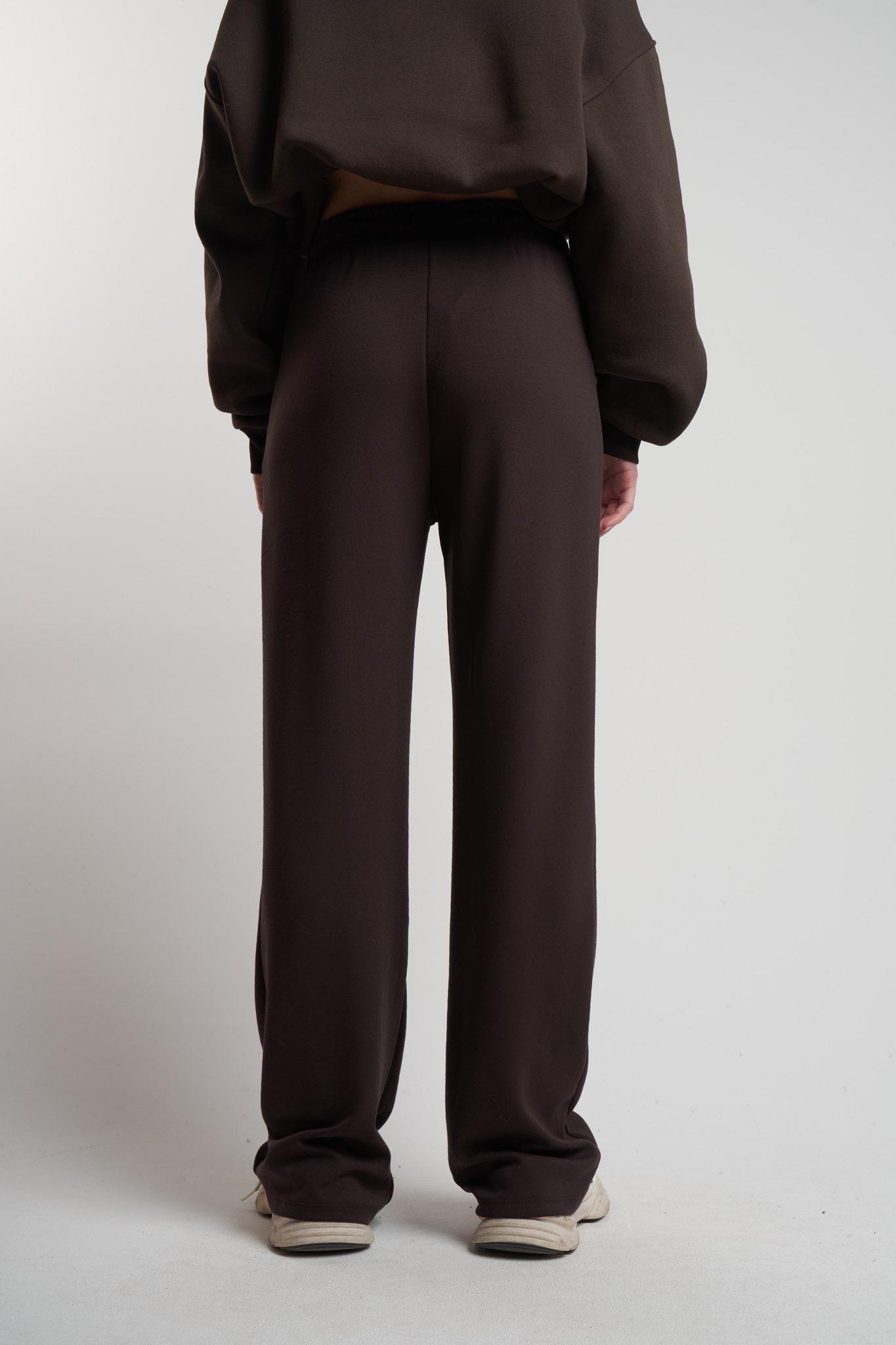 Bel Lastik Bol Paça Modal Pantolon Kahve