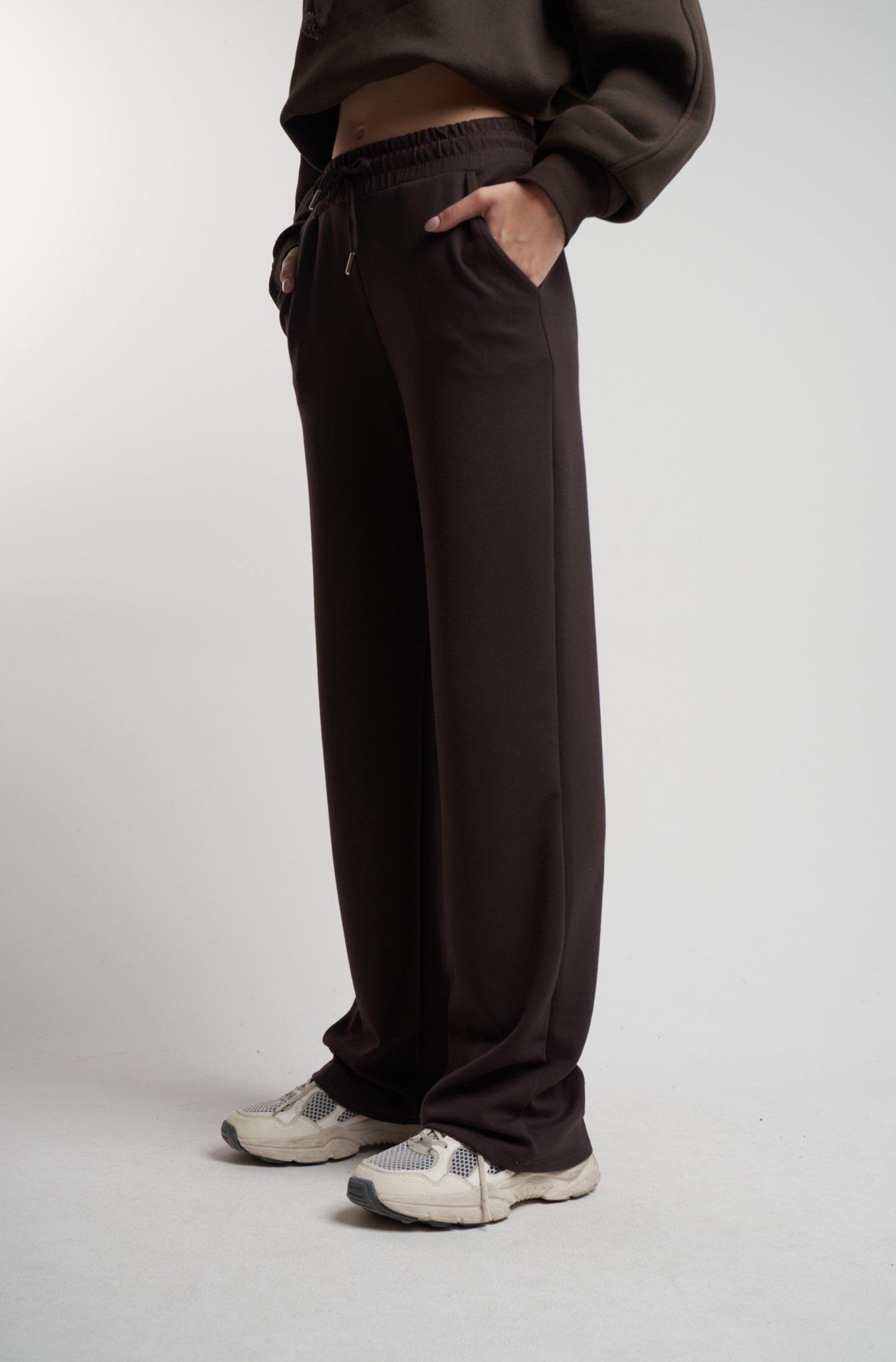 Bel Lastik Bol Paça Modal Pantolon Kahve