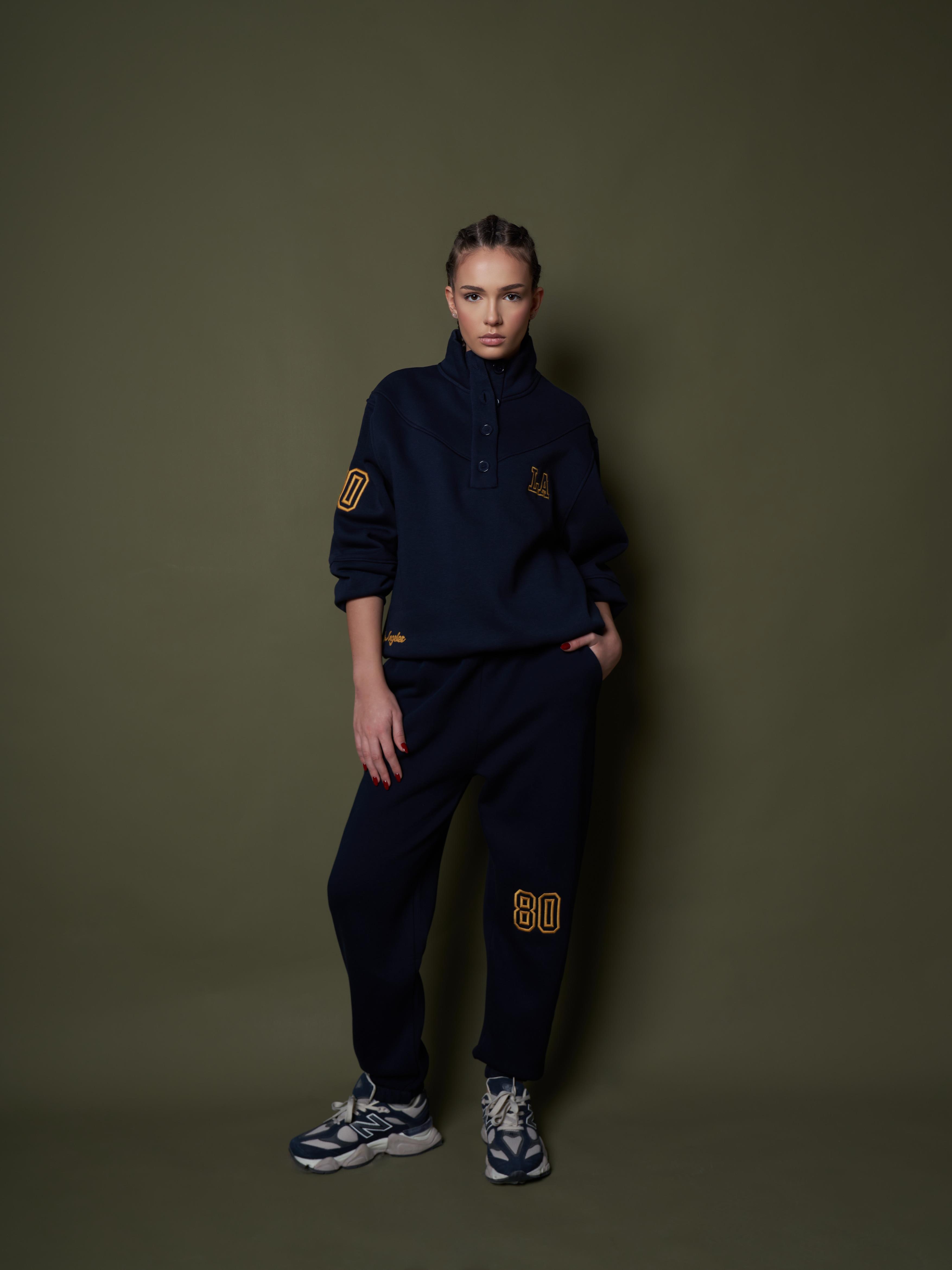 Bel Paça Lastik Şardonlu Eşofman Altı Lacivert