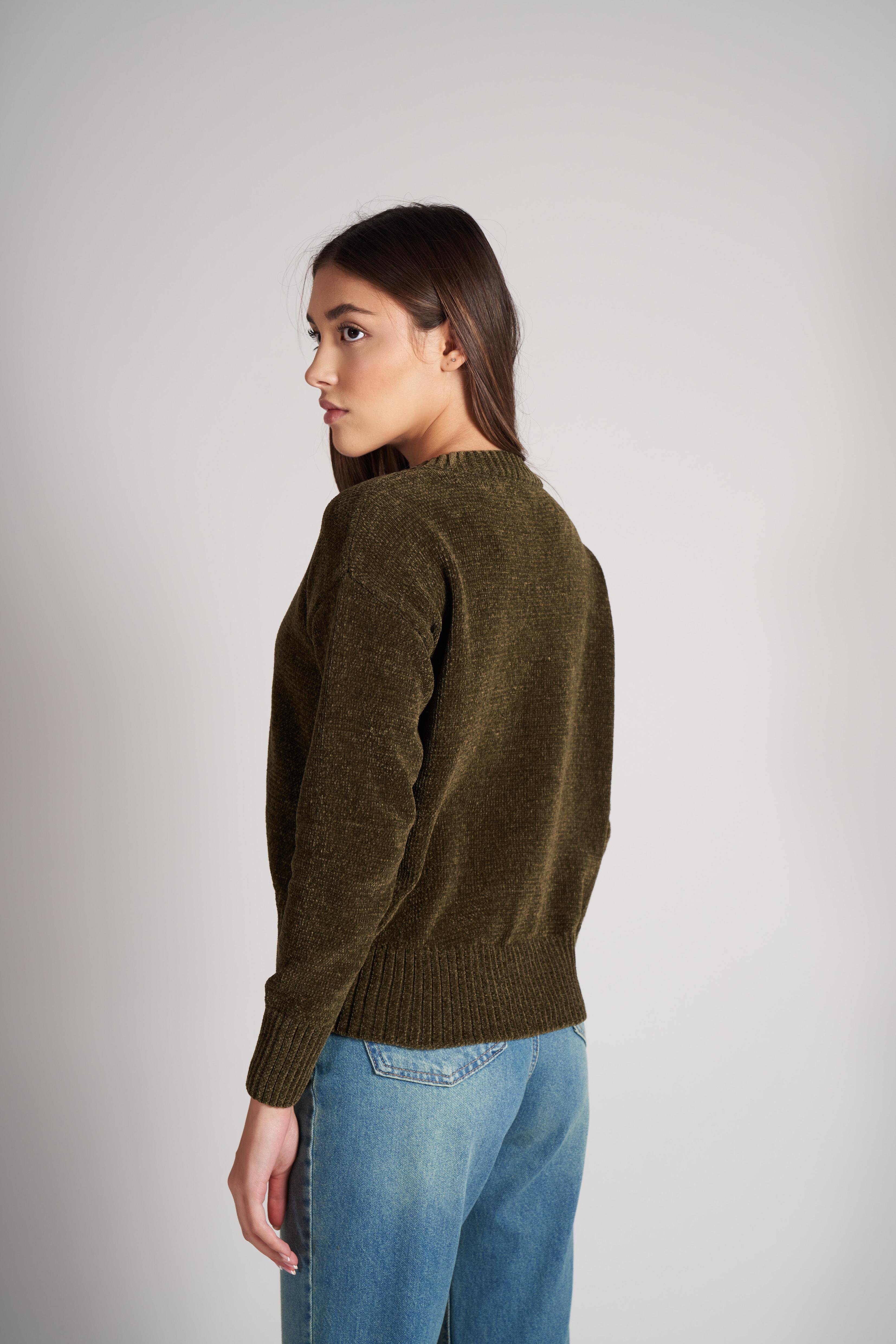 Bisiklet Yaka Kısa Triko Kazak Haki