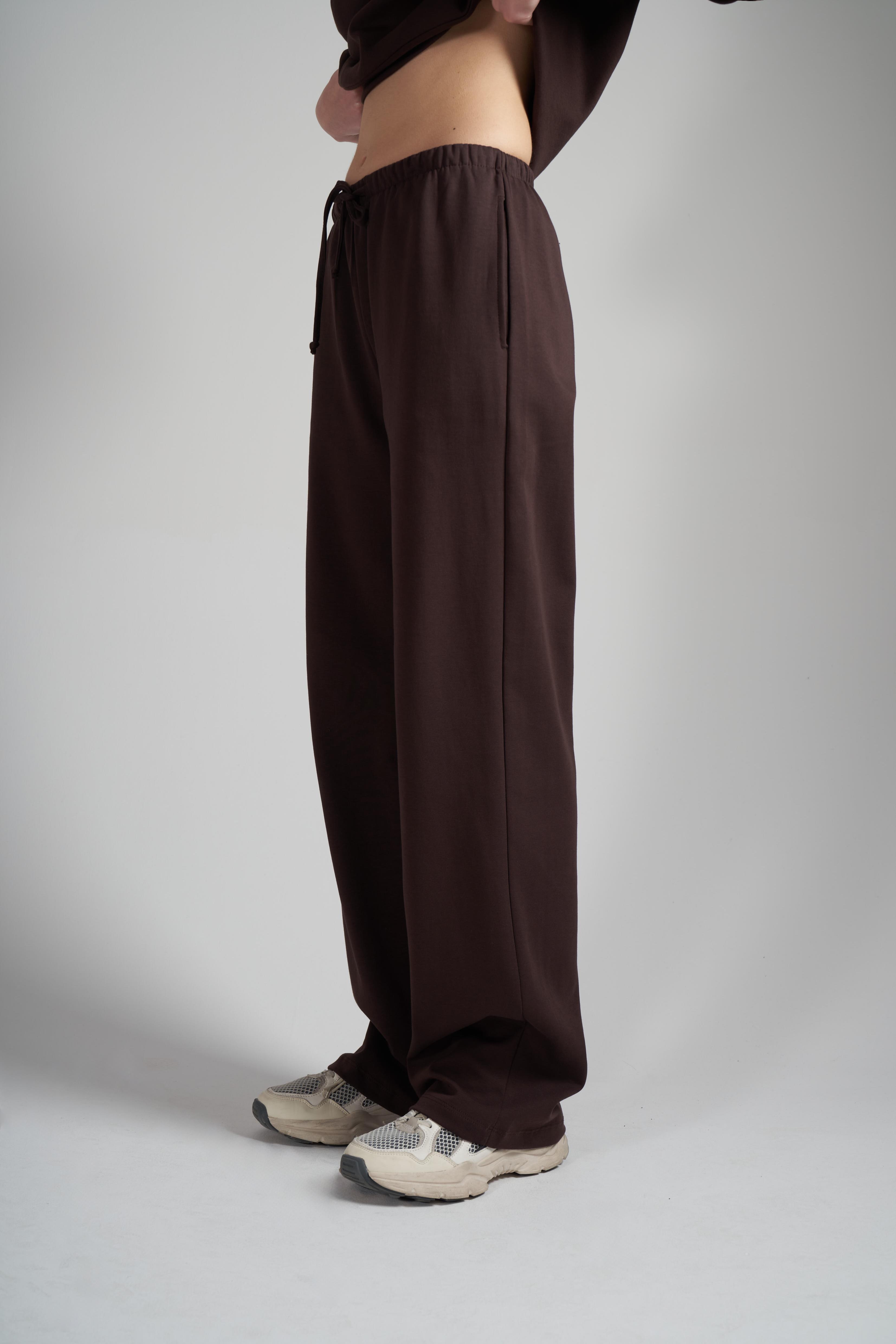 Bol Paça İnterlok Kumaş Pantolon Kahve