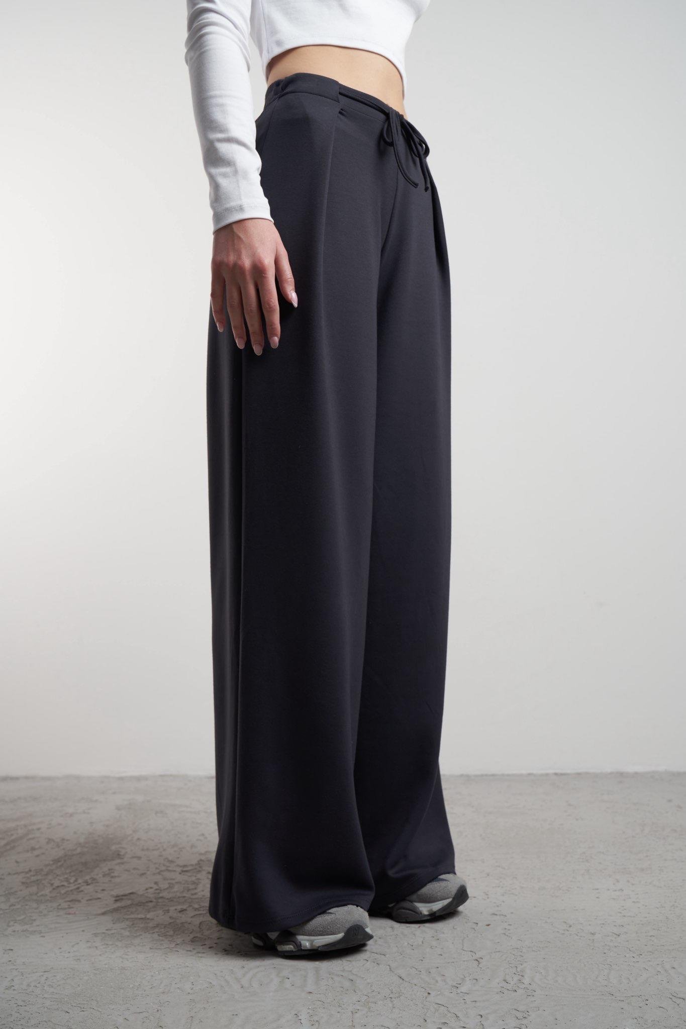 Bol Paça Modal Pantolon Füme