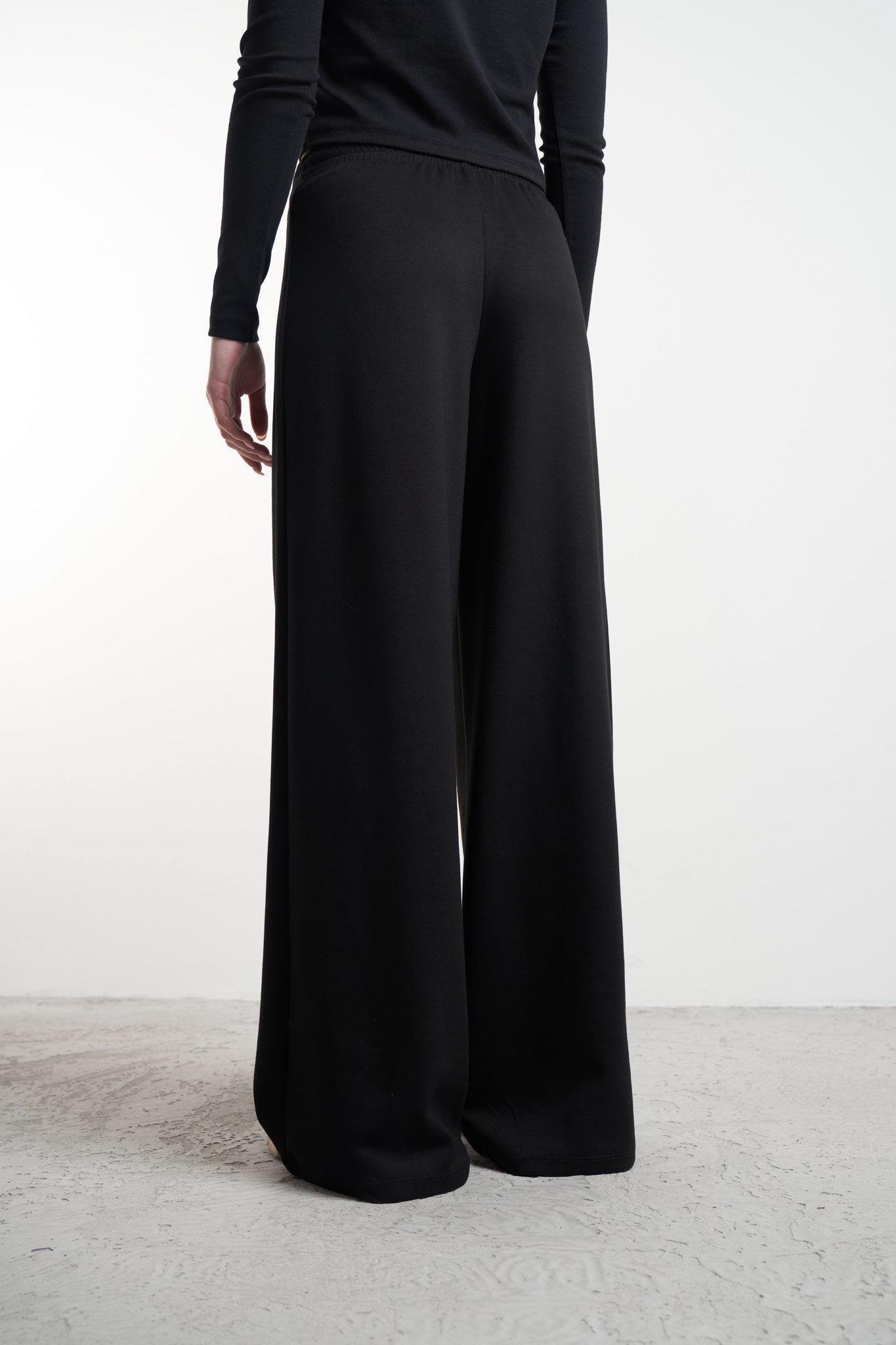 Bol Paça Modal Pantolon Siyah