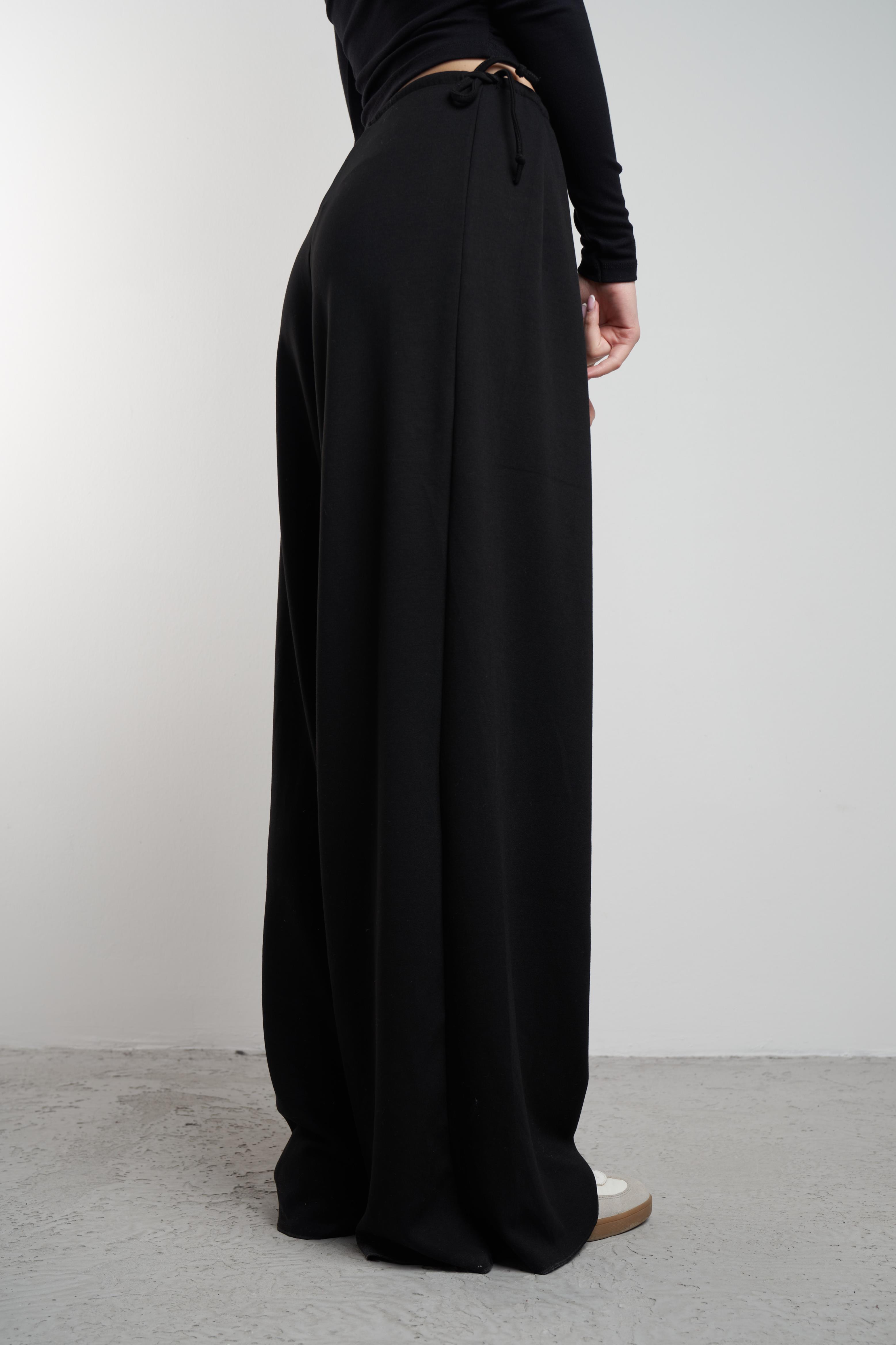 Bol Paça Modal Pantolon Siyah