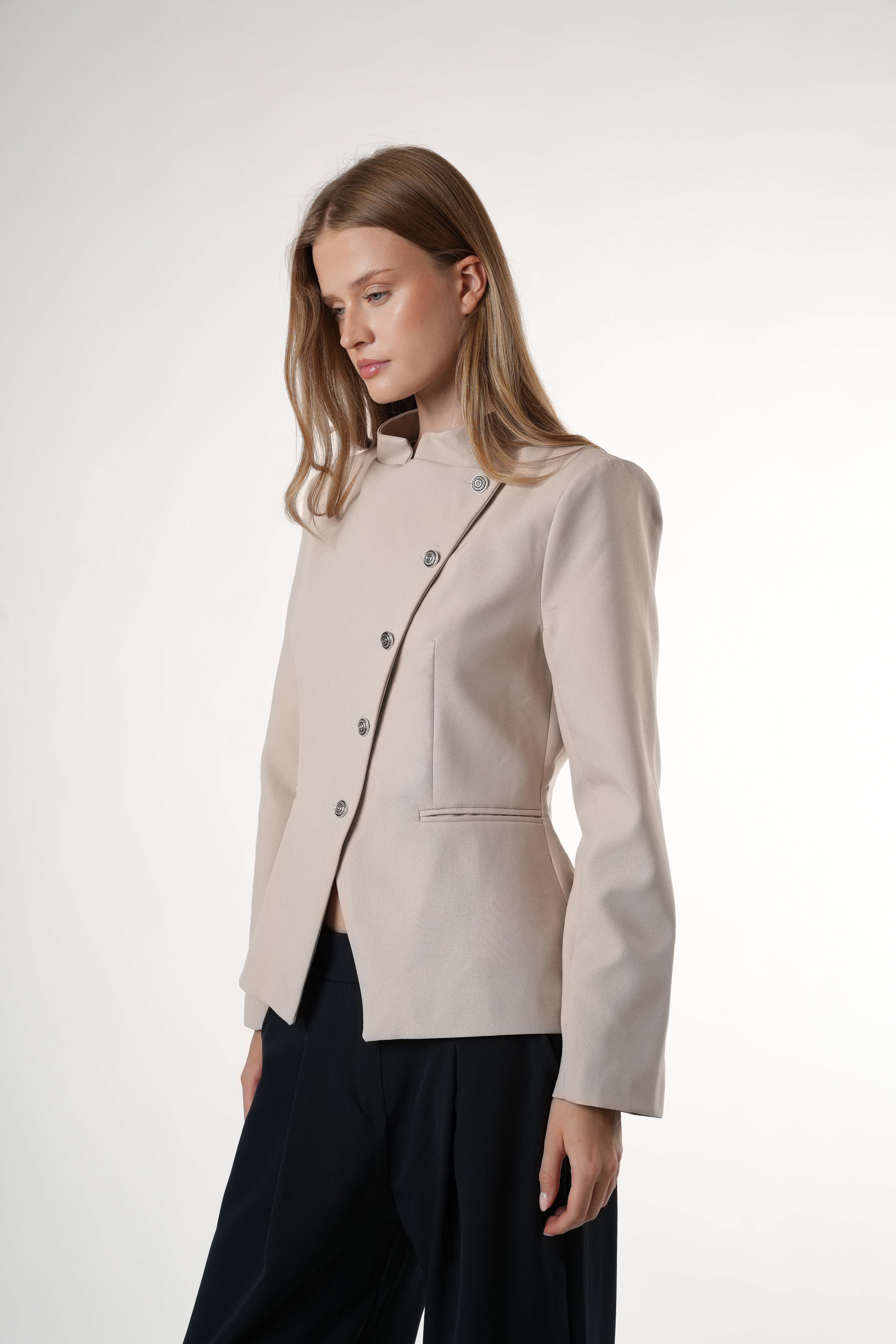 Cepli Blazer Ceket Taş