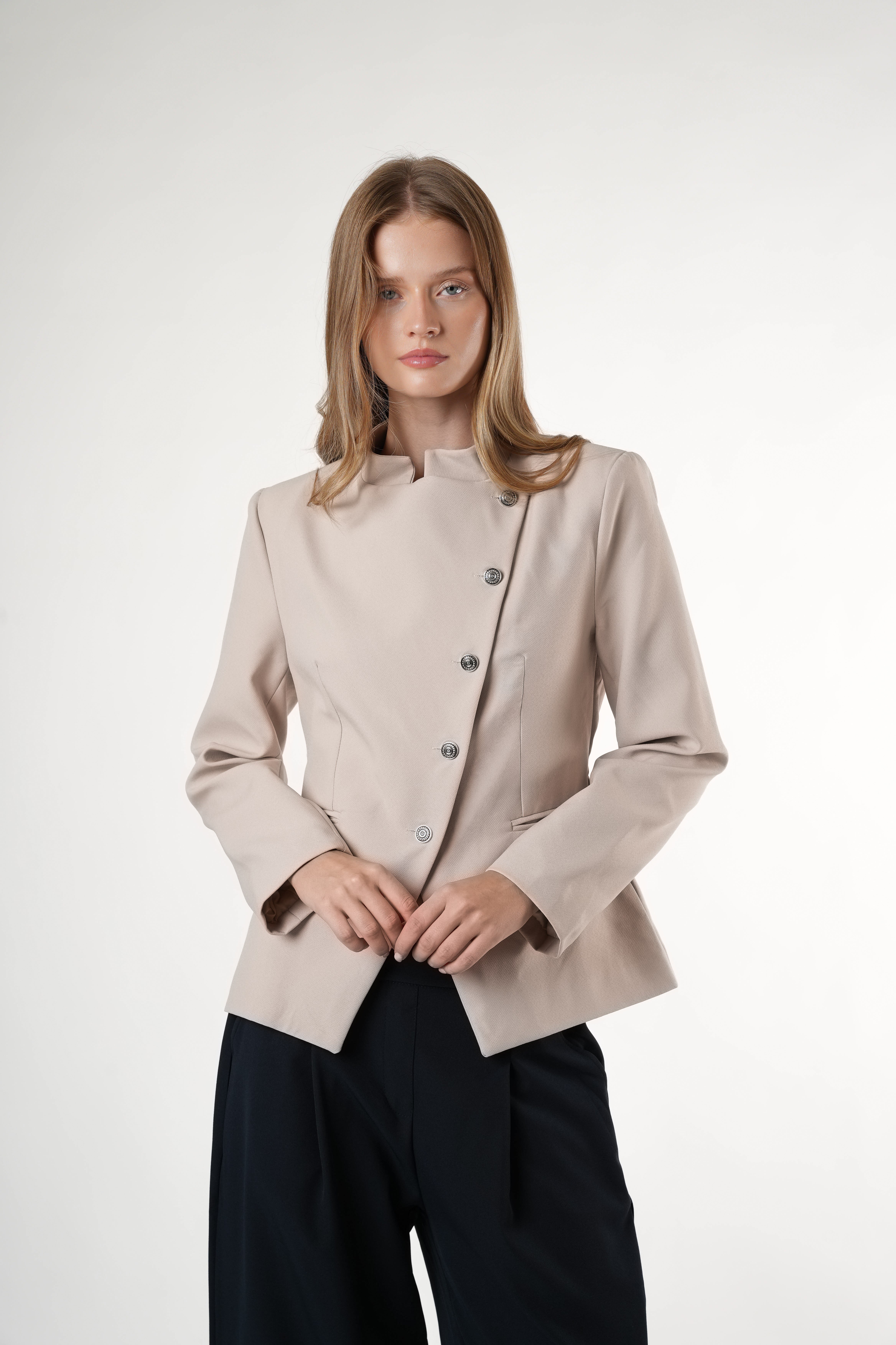 Cepli Blazer Ceket Taş