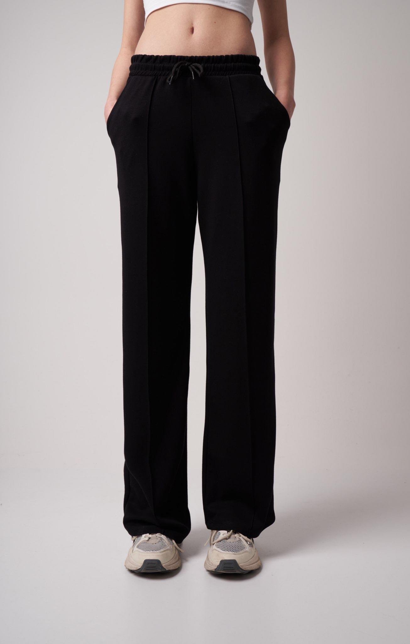 Çimalı Bol Paça Pantolon Siyah