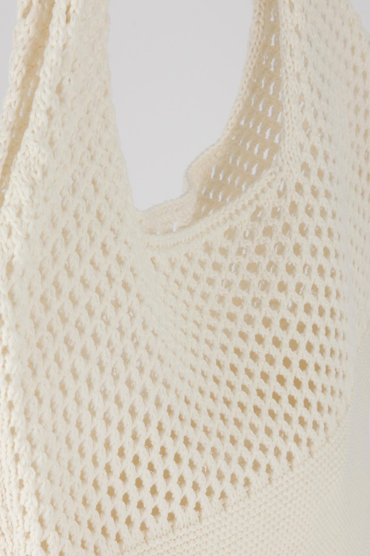 Delikli Basic Triko Omuz Çantası Ekru