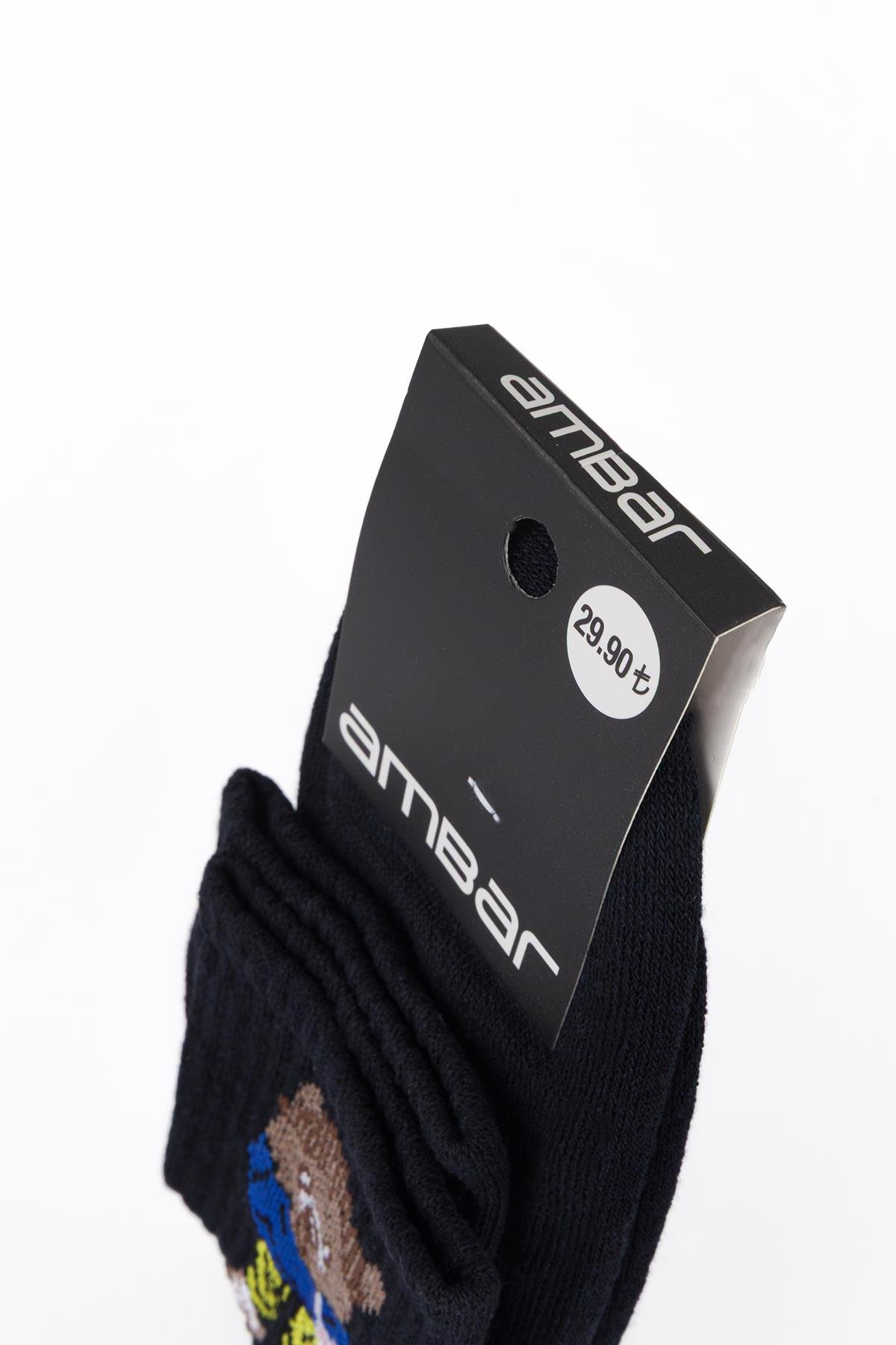 Desenli Uzun Penye Spor Çorap