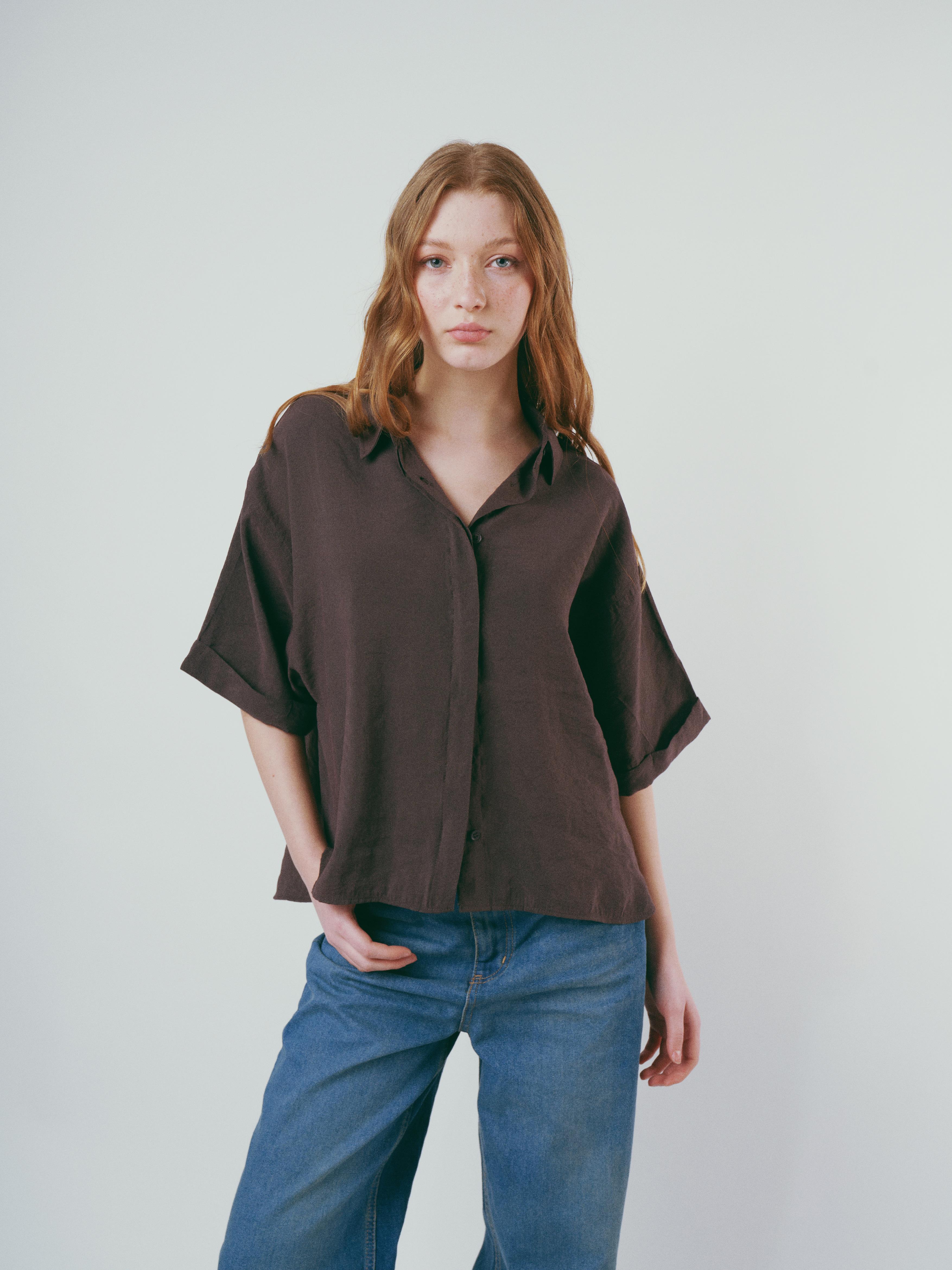 Duble Kol Modal Gömlek Kahve