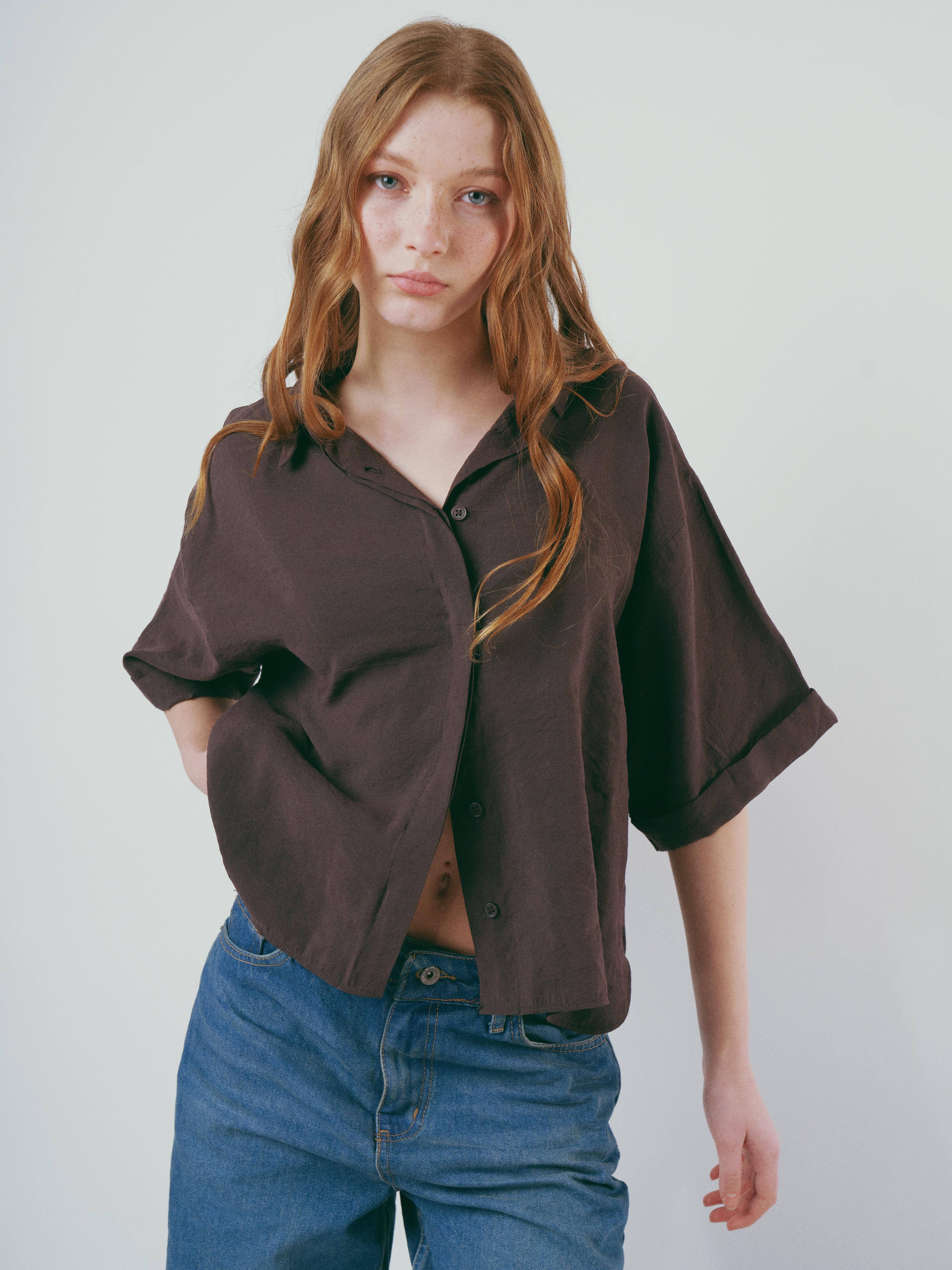 Duble Kol Modal Gömlek Kahve