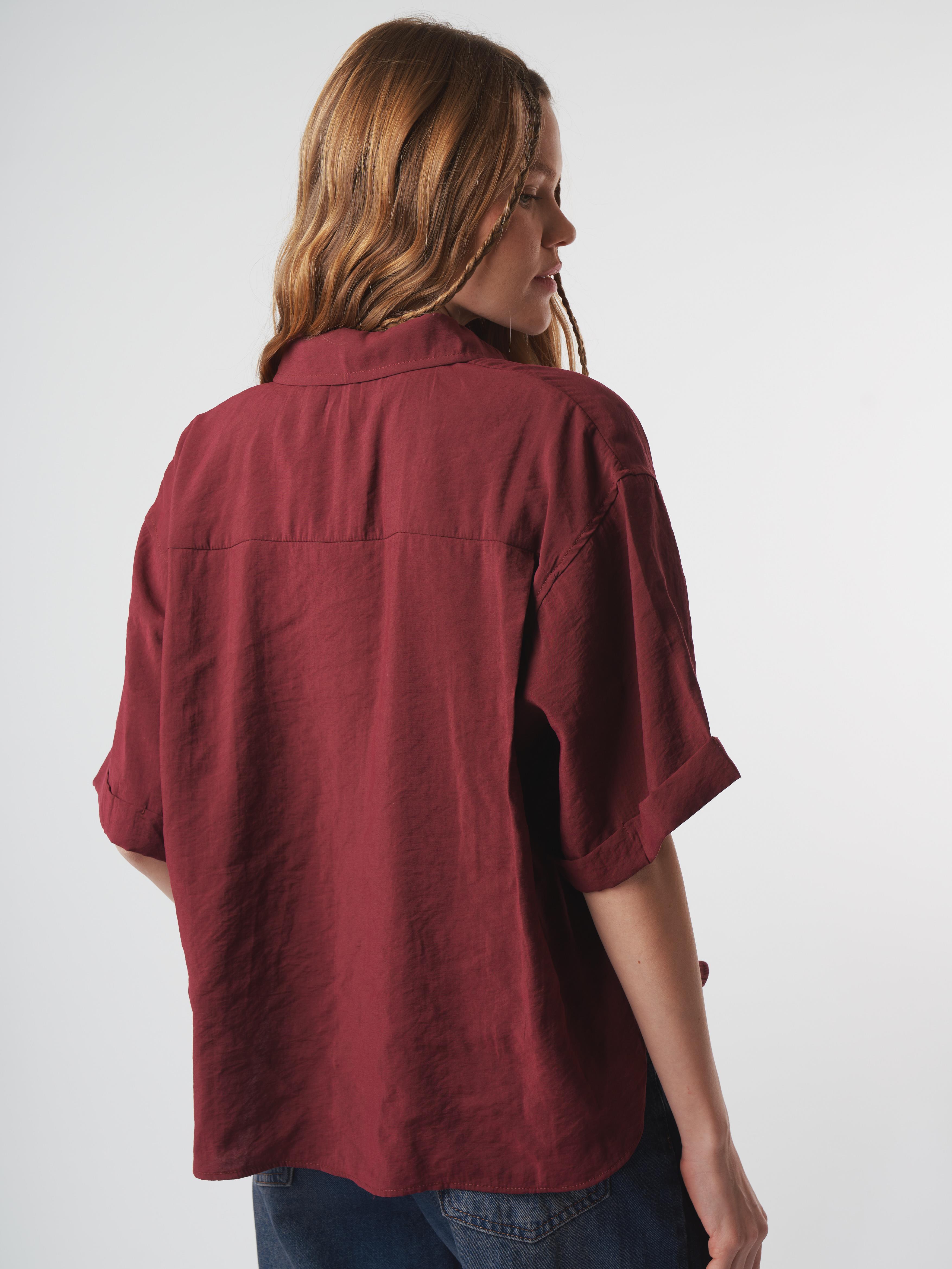 Duble Kol Modal Gömlek Mürdüm