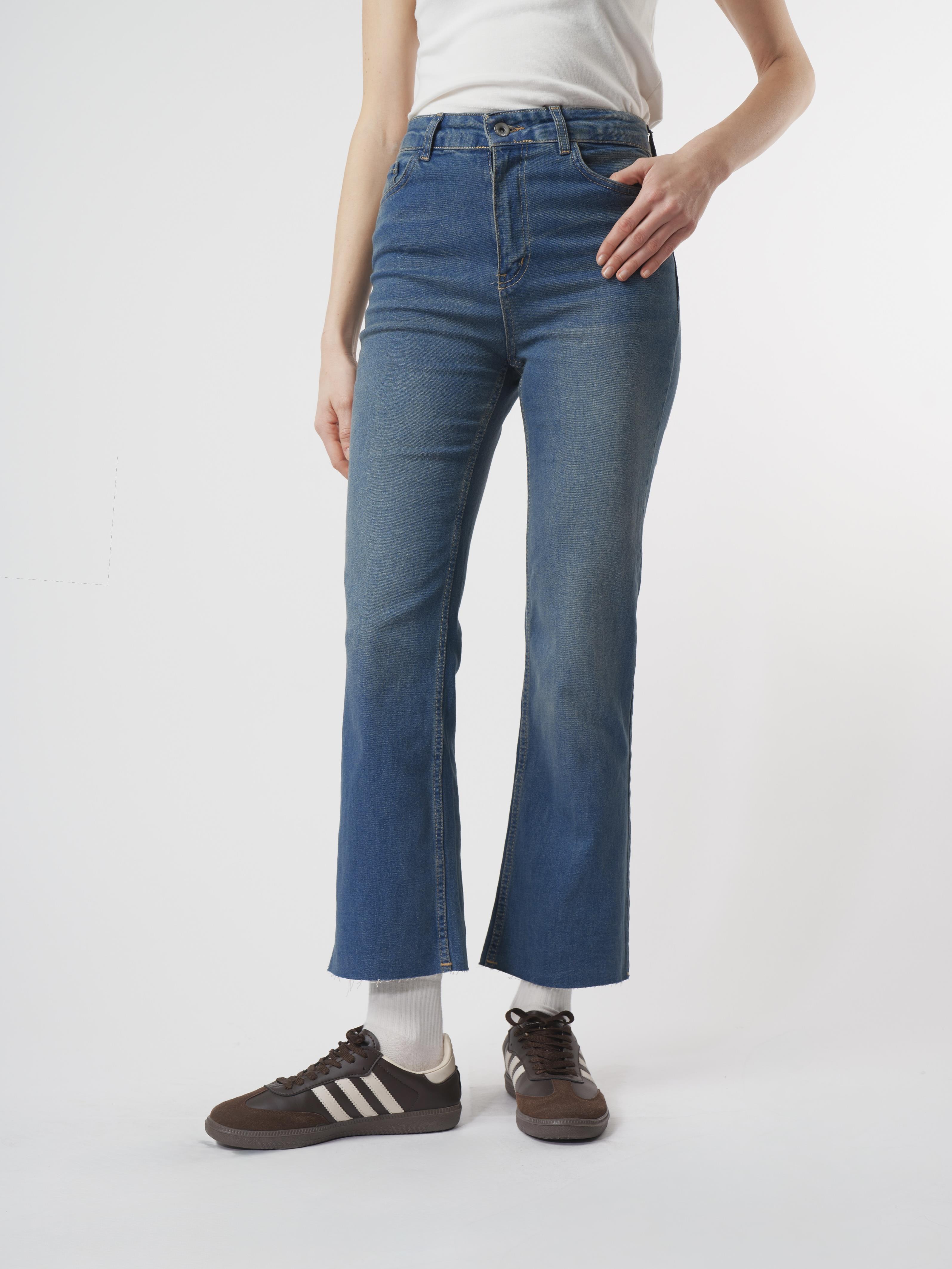 Flare Fit Jean Pantolon Kahve Tint