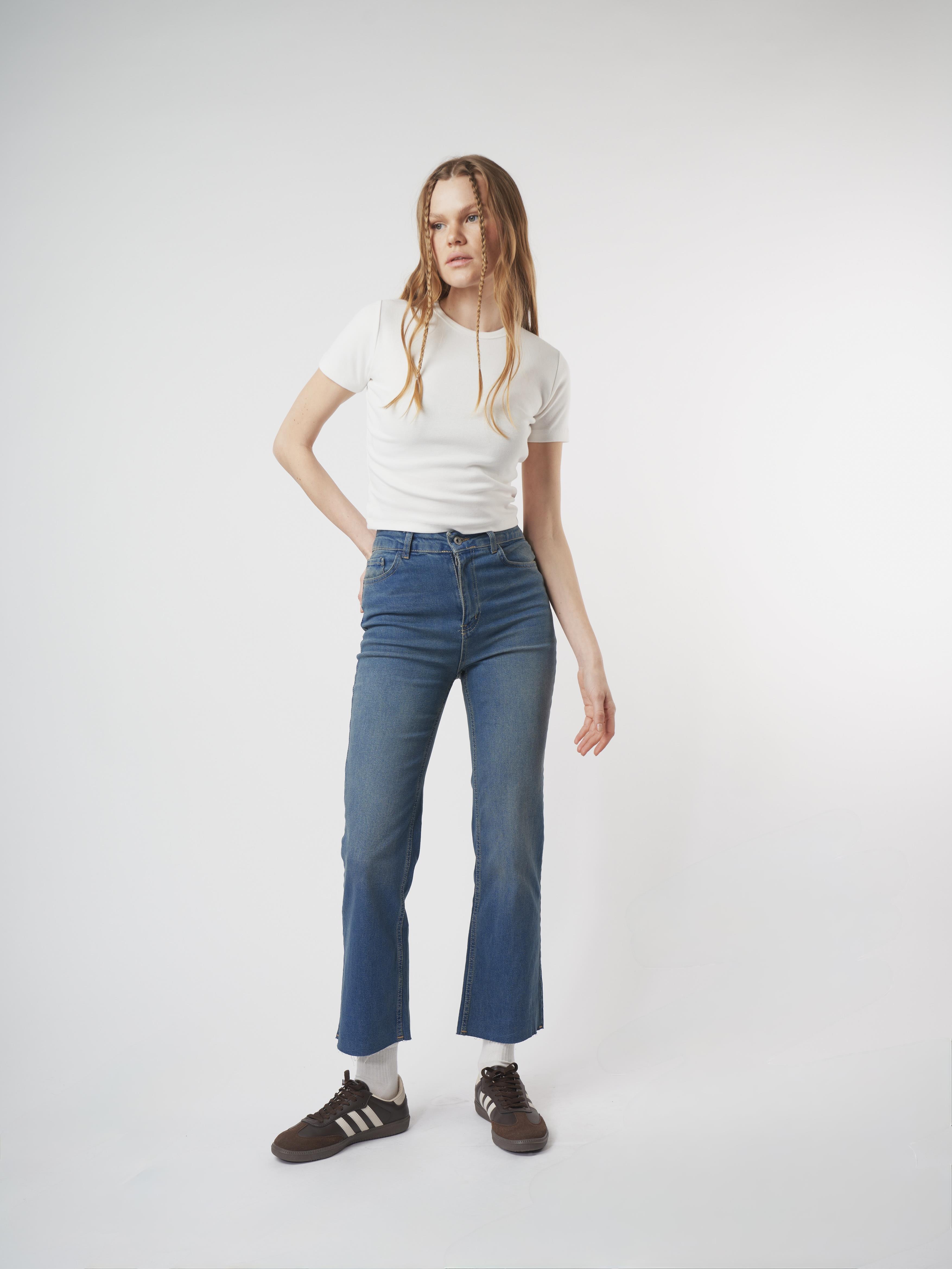Flare Fit Jean Pantolon Kahve Tint