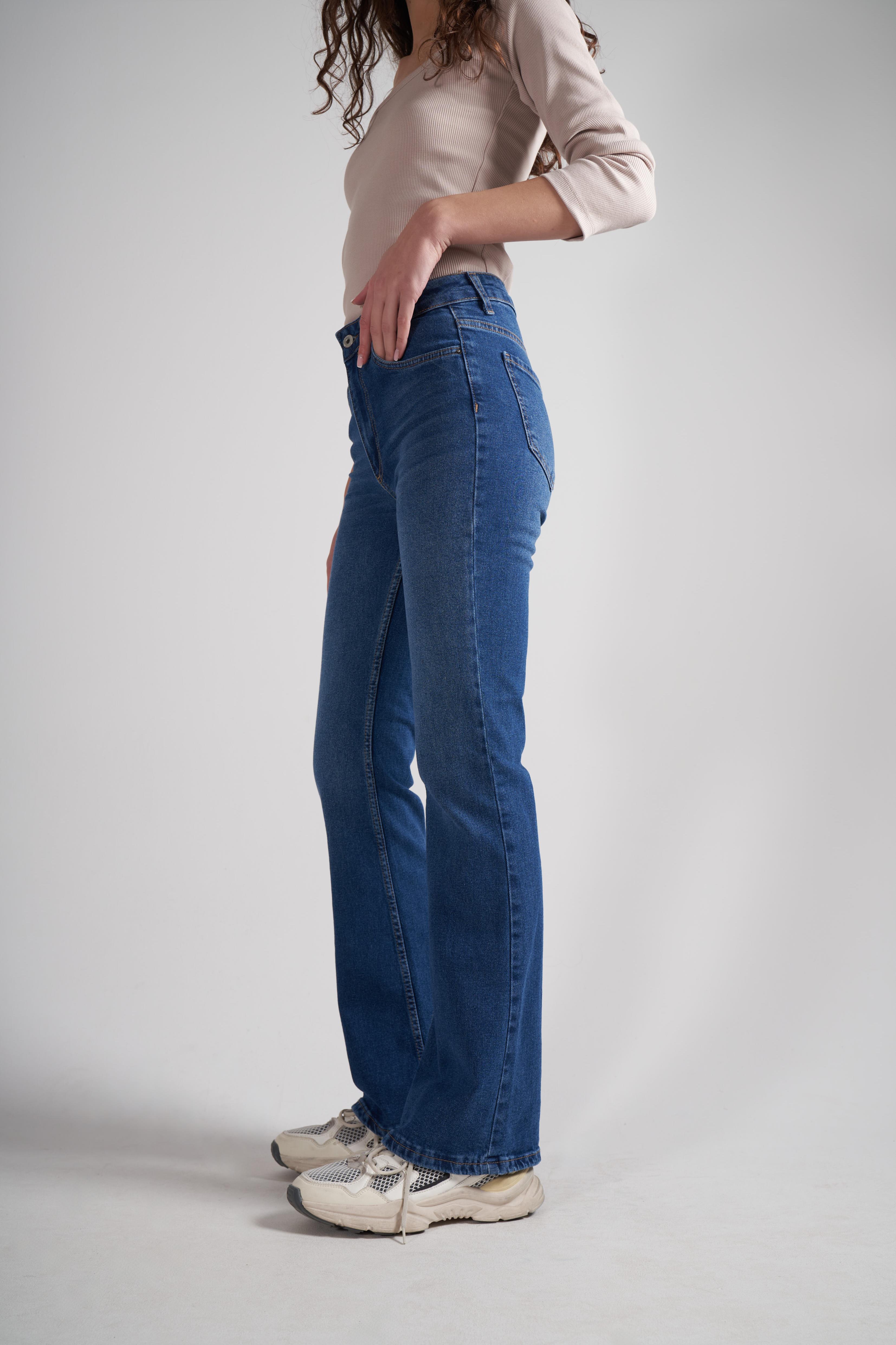 Flare Fit Jean Pantolon Mavi