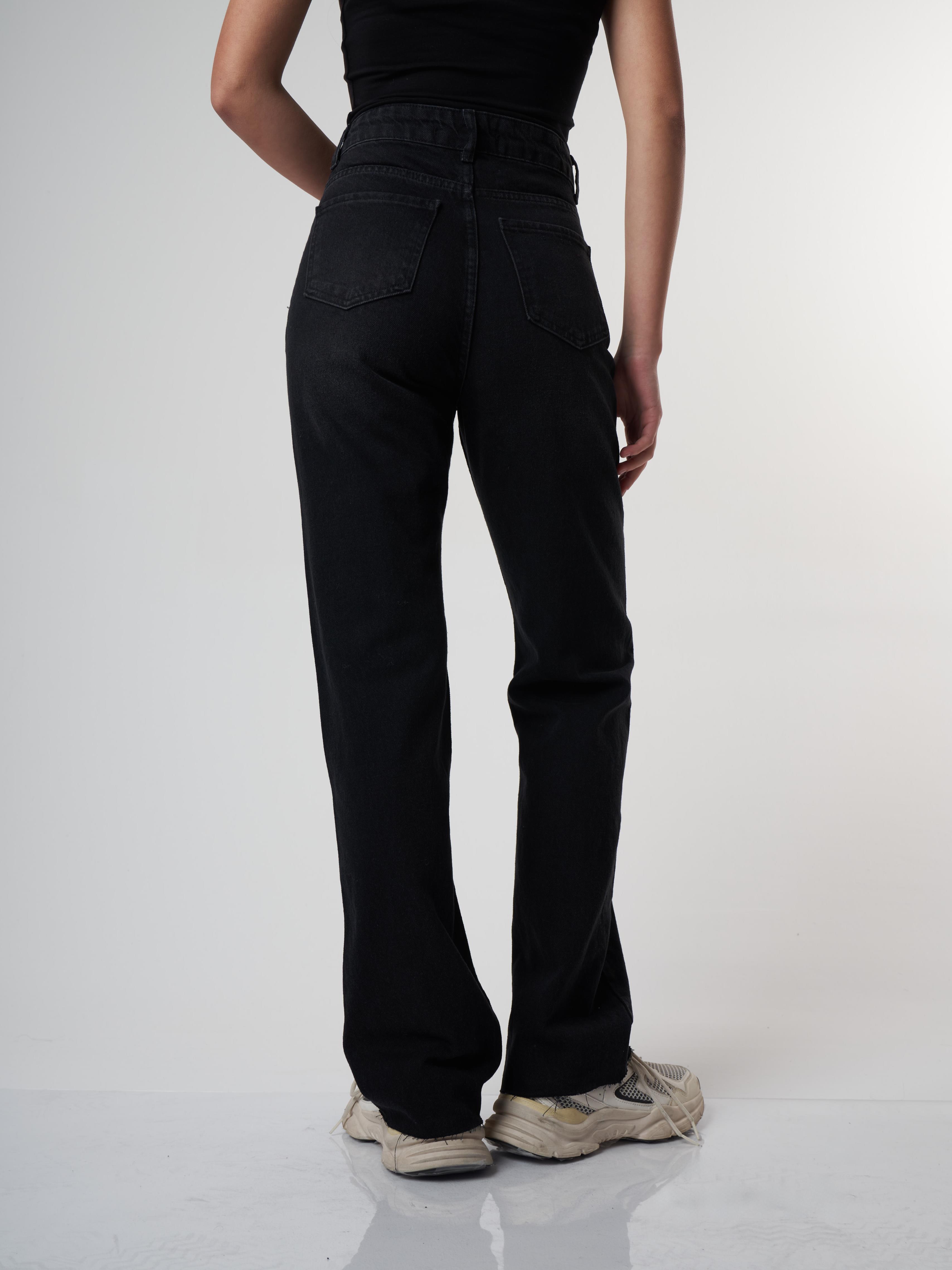 Flare Fit Jean Pantolon Siyah