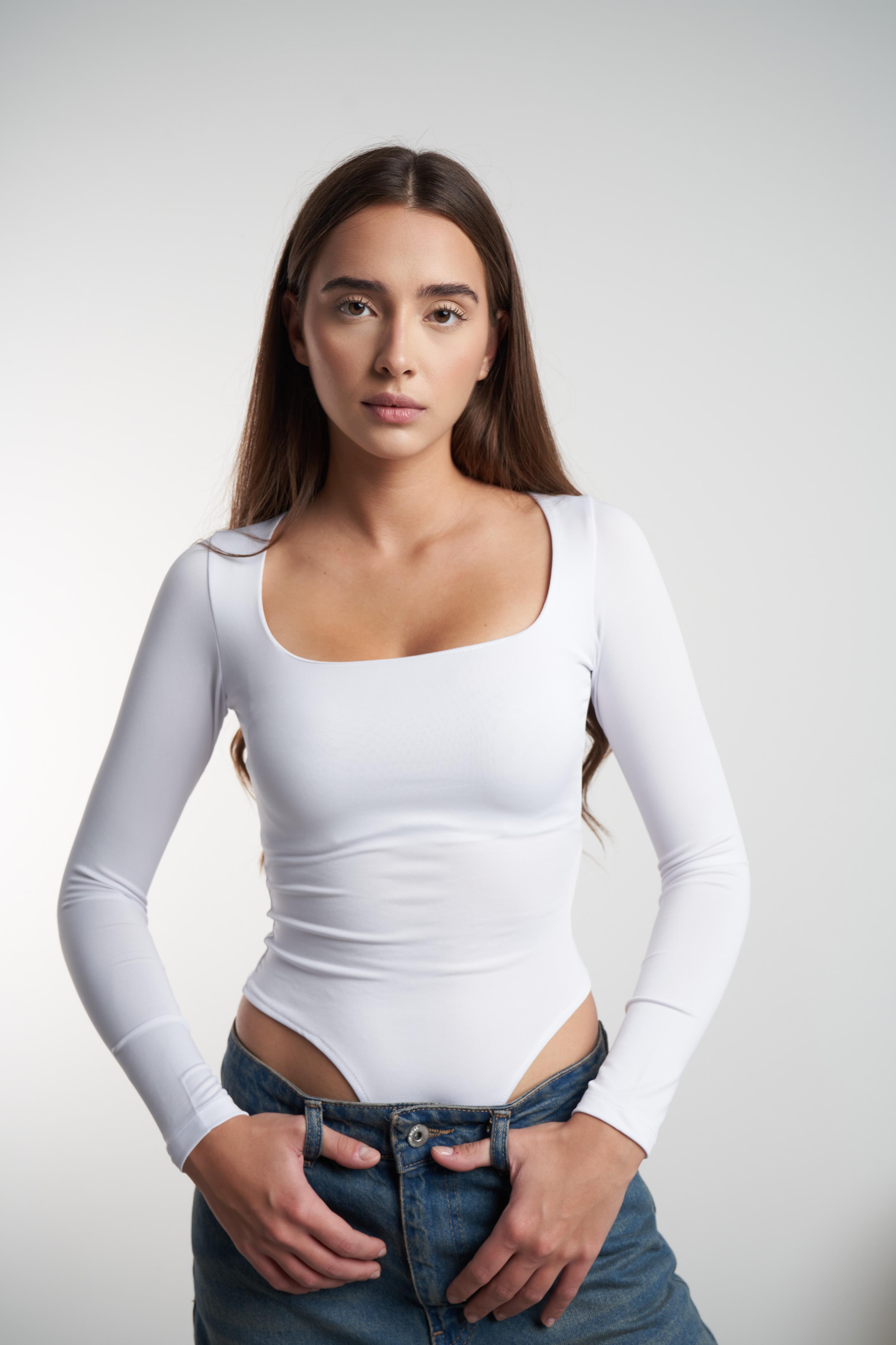 H Yaka Basic Bodysuit Beyaz