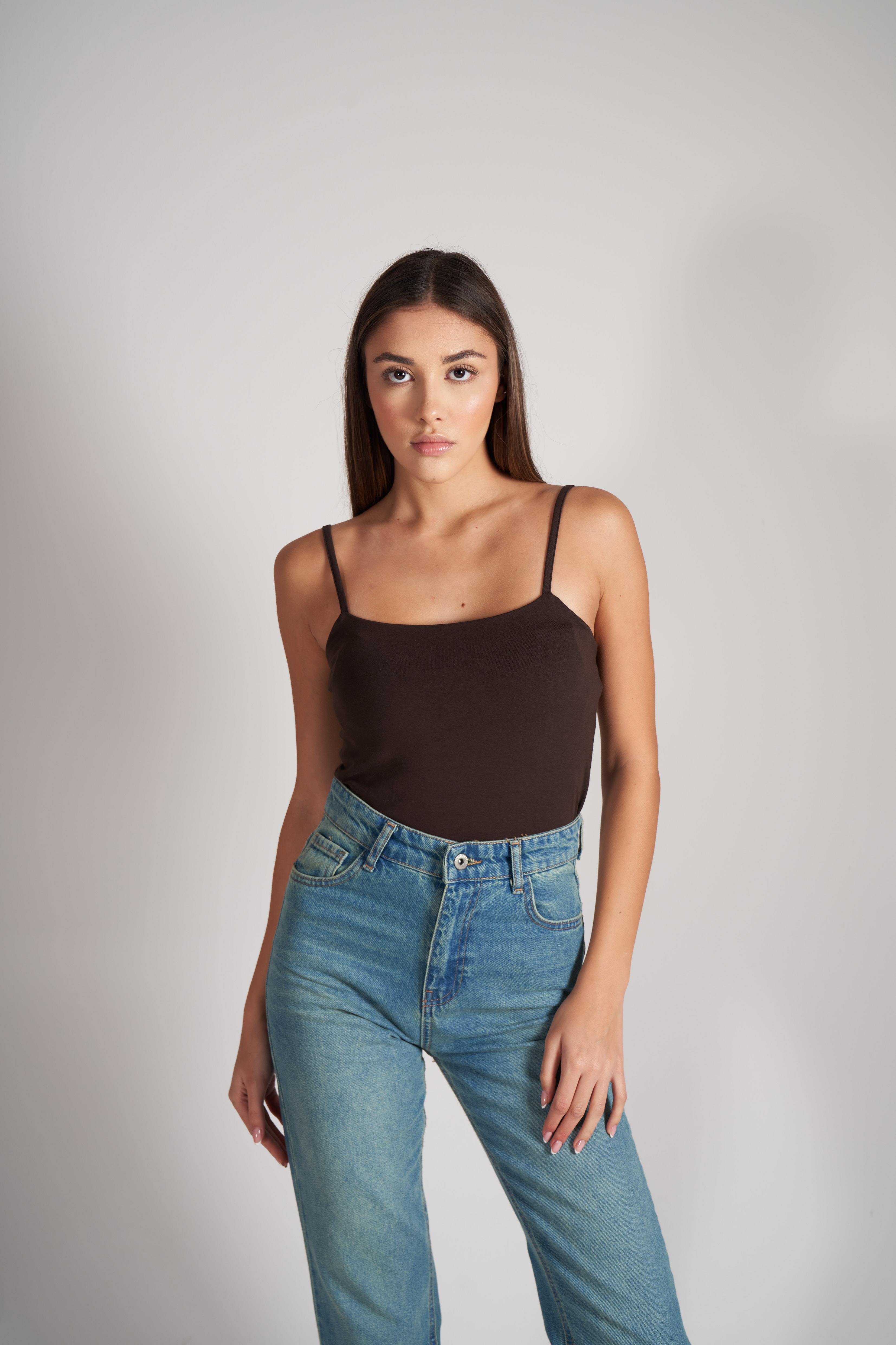 İp Askılı Bluz Kahve