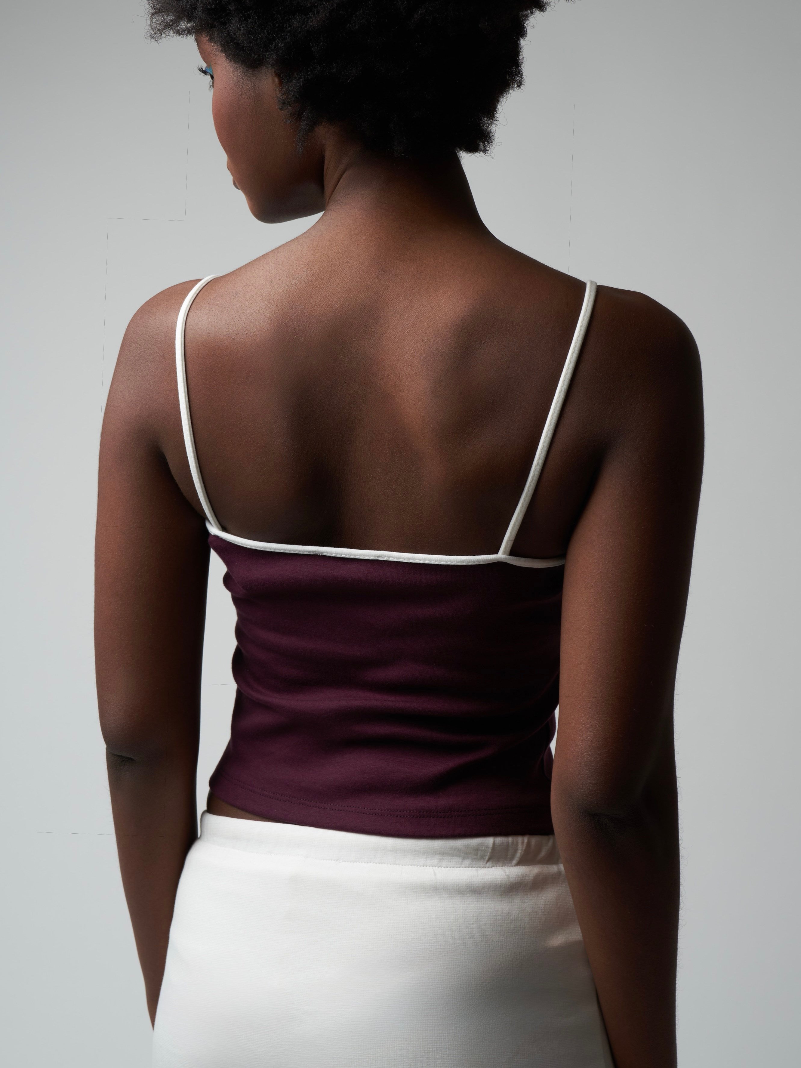 İp Askılı Crop Bluz Mürdüm