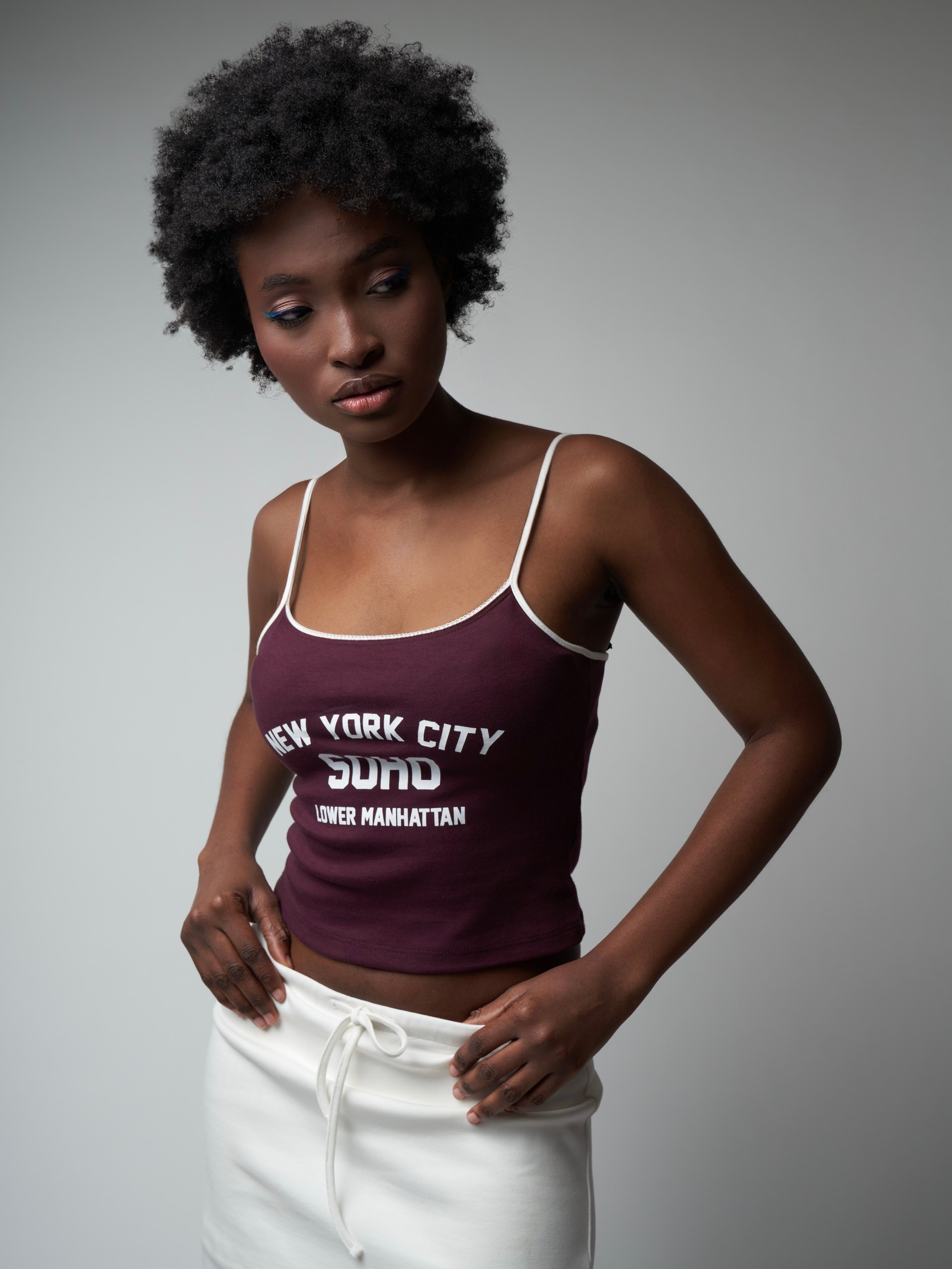 İp Askılı Crop Bluz Mürdüm