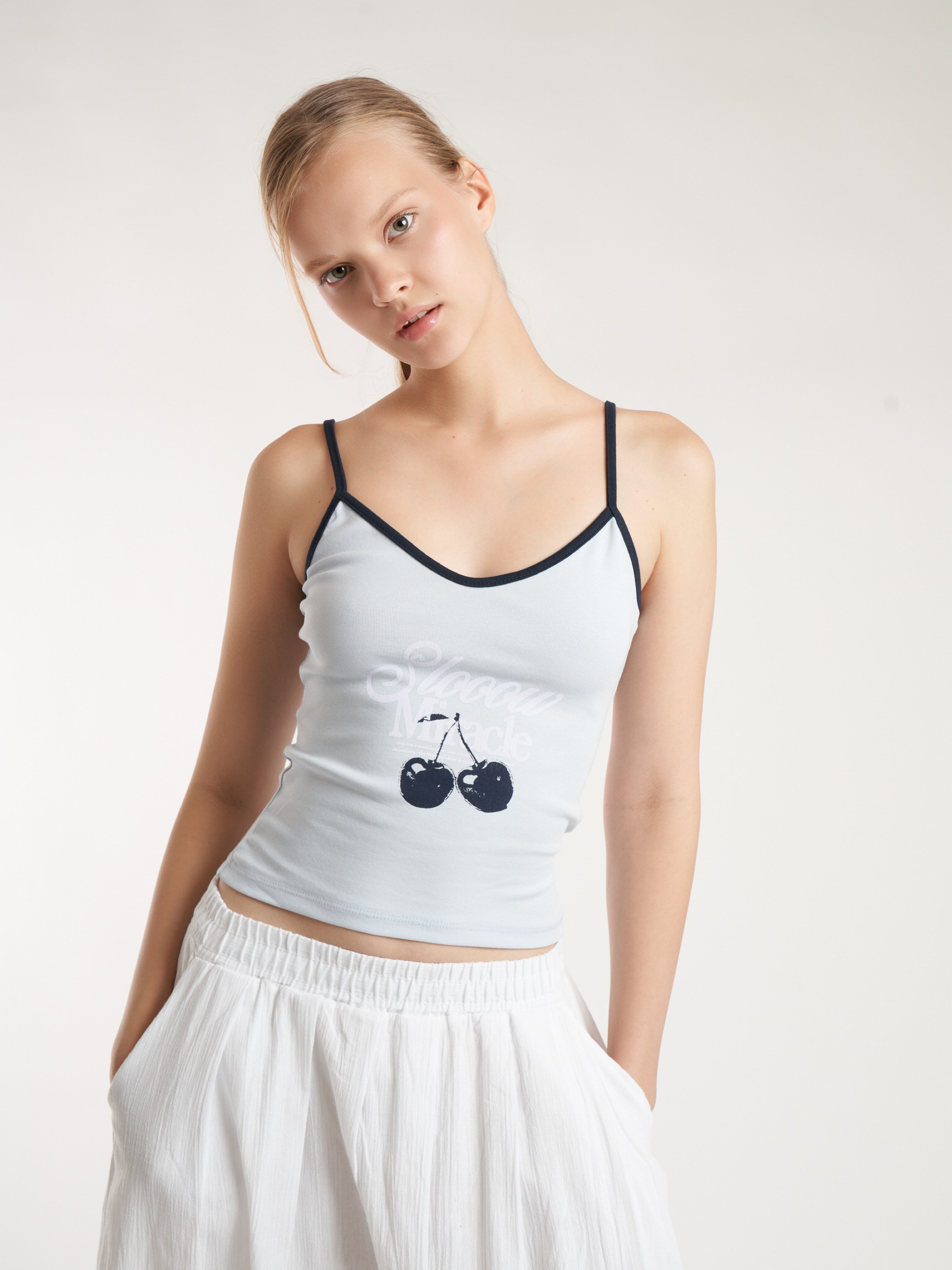 İp Askılı Ribana Bluz Bebe Mavi