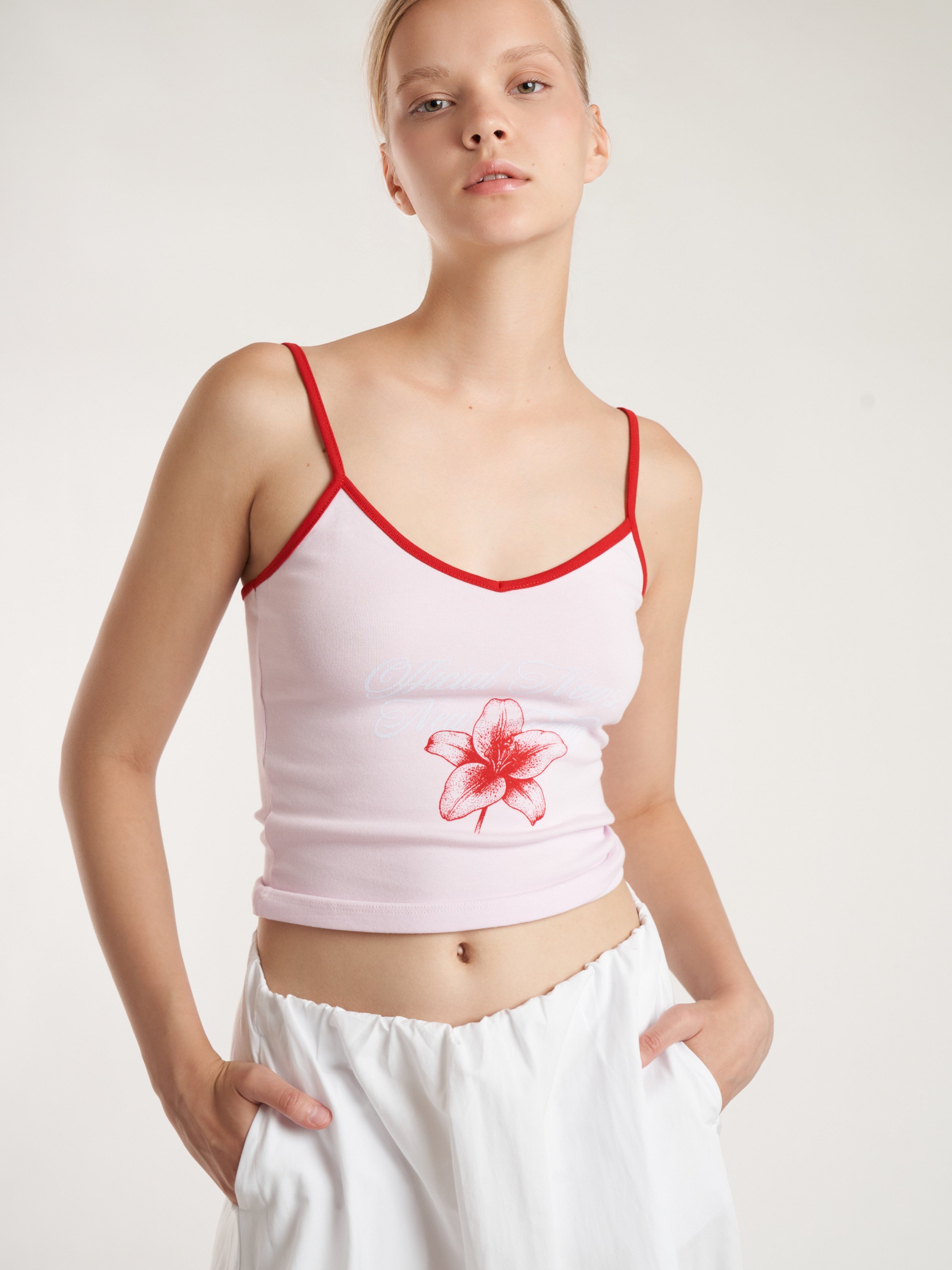 İp Askılı Ribana Bluz Pembe