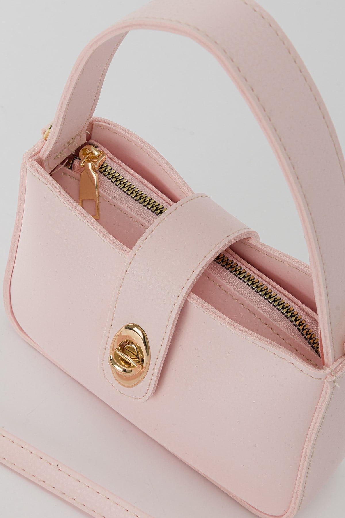 Kilitli Mini Cross Çanta Pembe