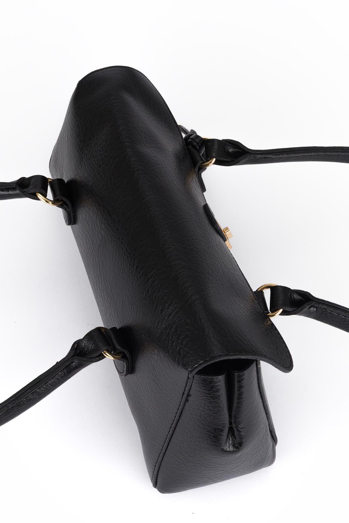 Kilitli Omuz Çantası Siyah