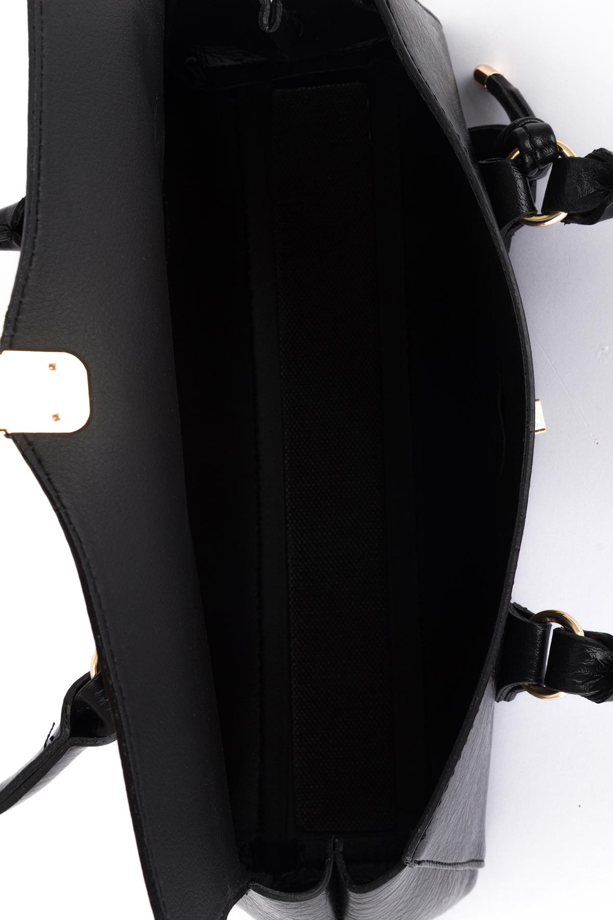 Kilitli Omuz Çantası Siyah