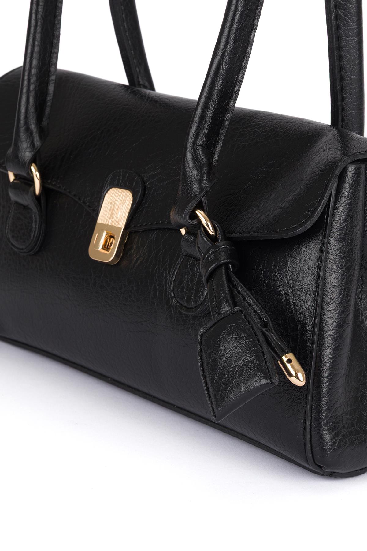 Kilitli Omuz Çantası Siyah