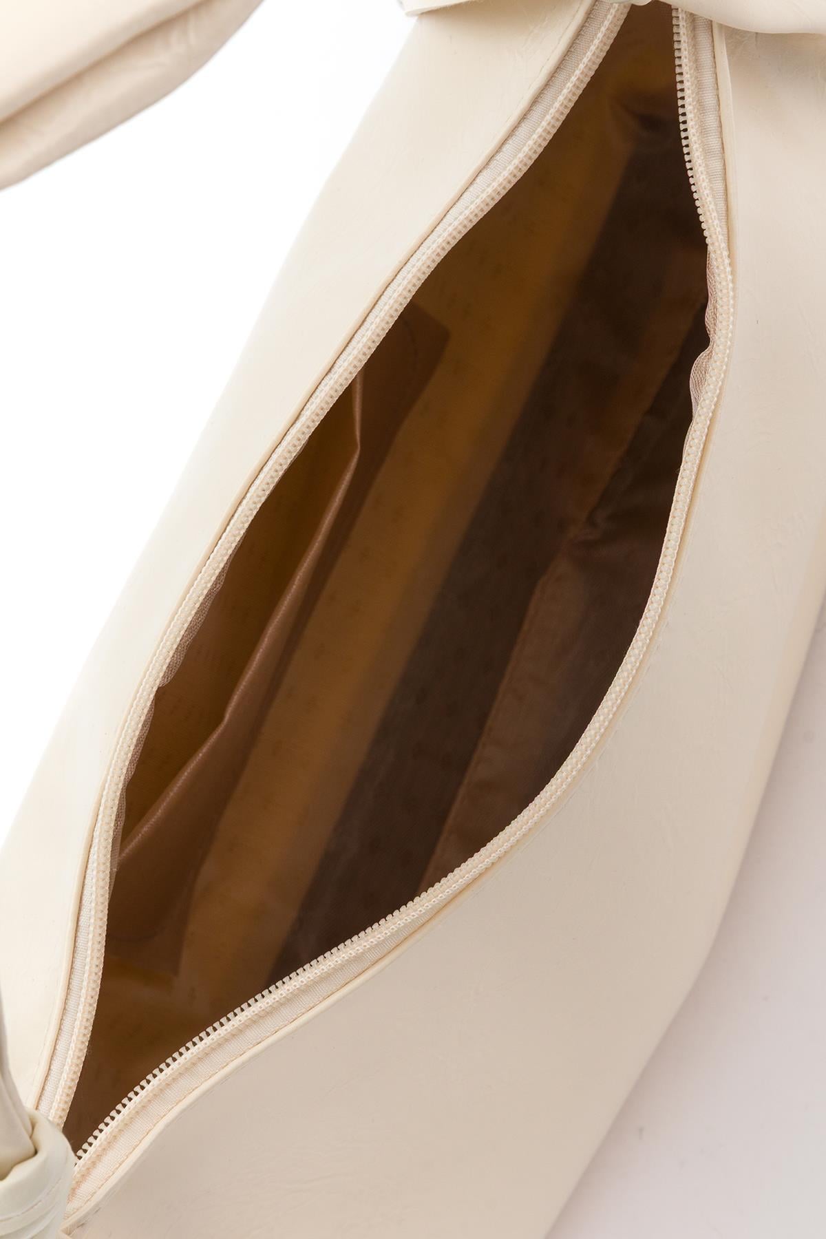 Kırışık Suni Deri Çanta Bej