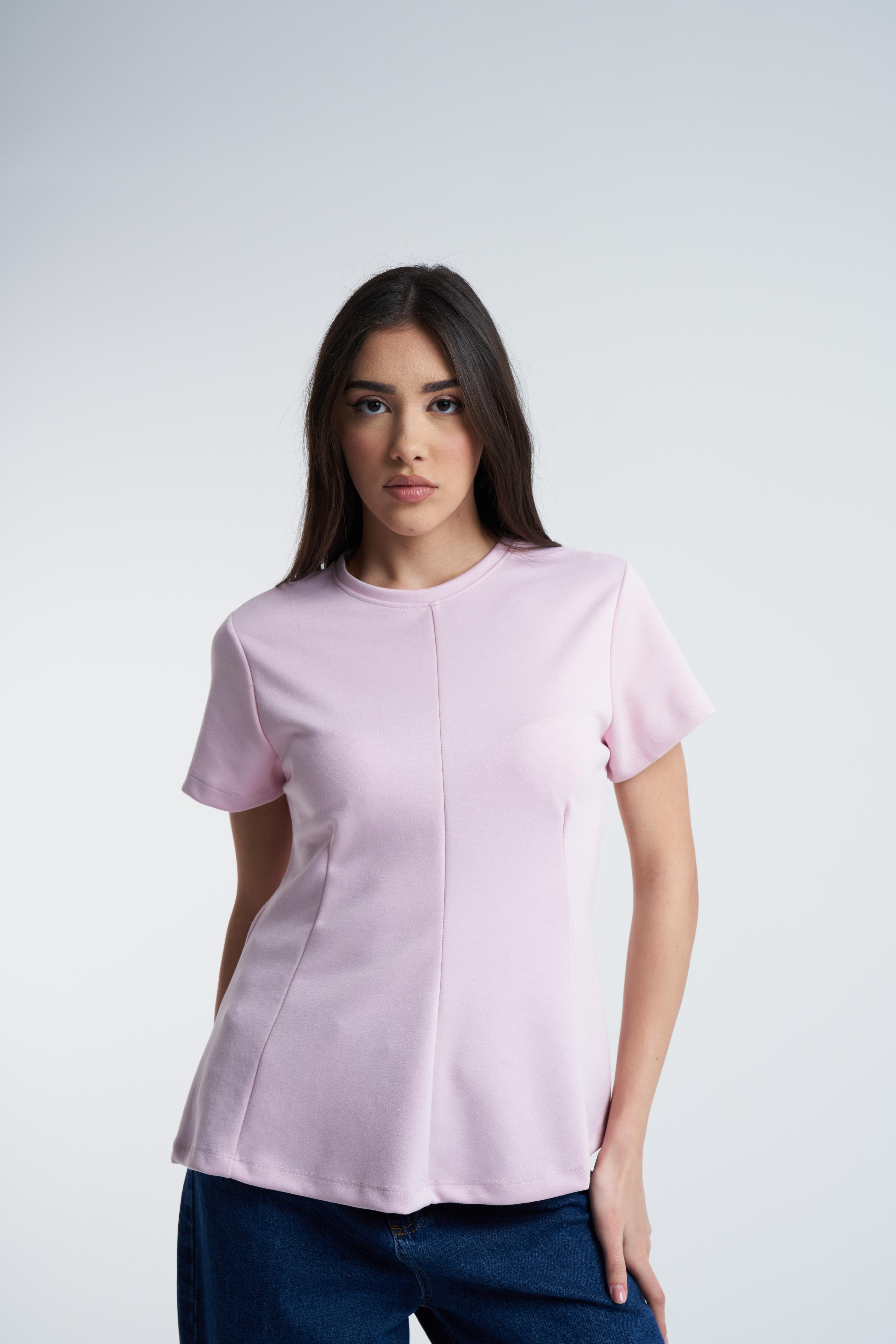 Kısa Kol Modal Bluz Toz Pembe