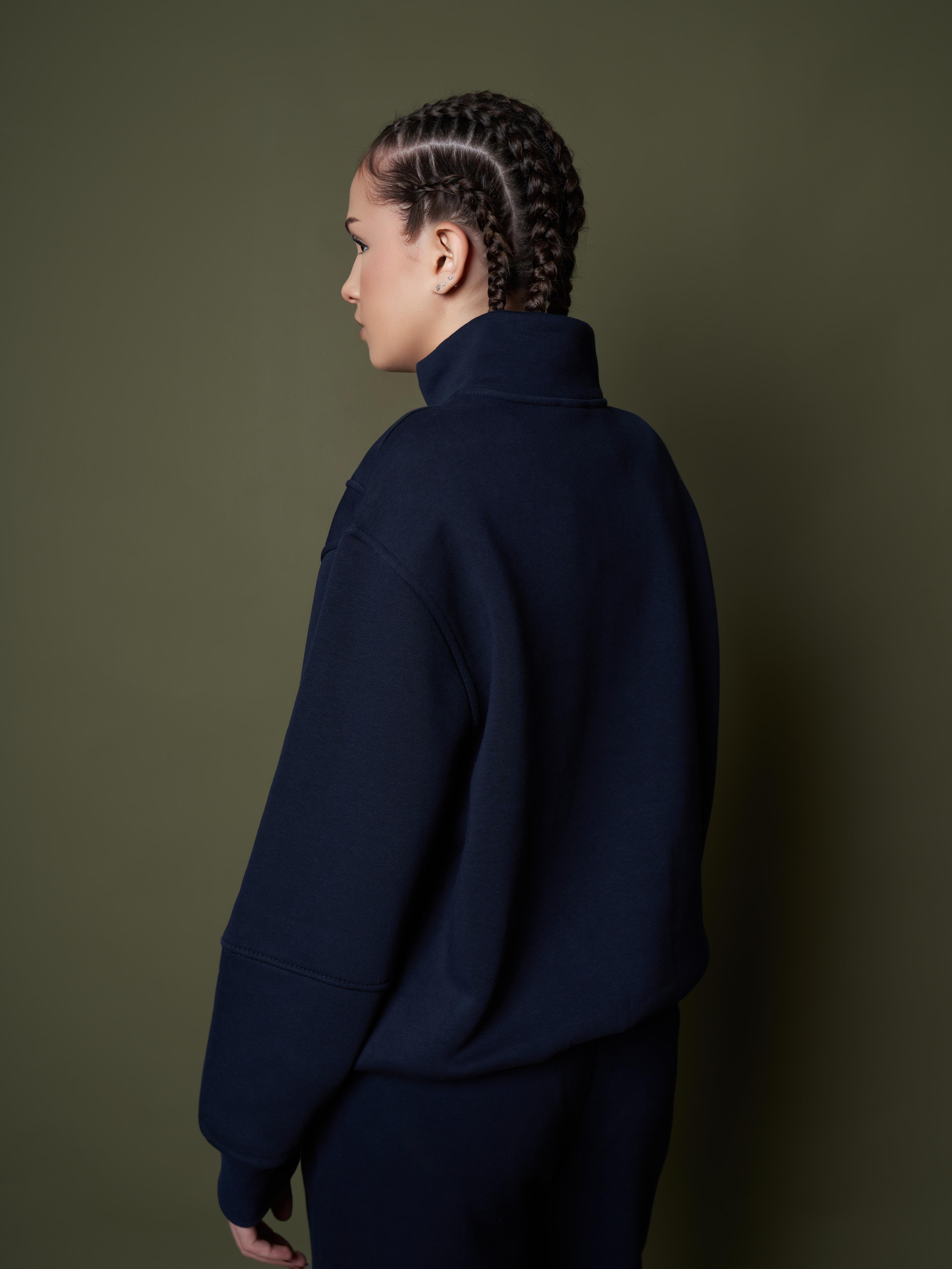 LA Yazı Baskılı Şardonlu Sweatshirt Lacivert