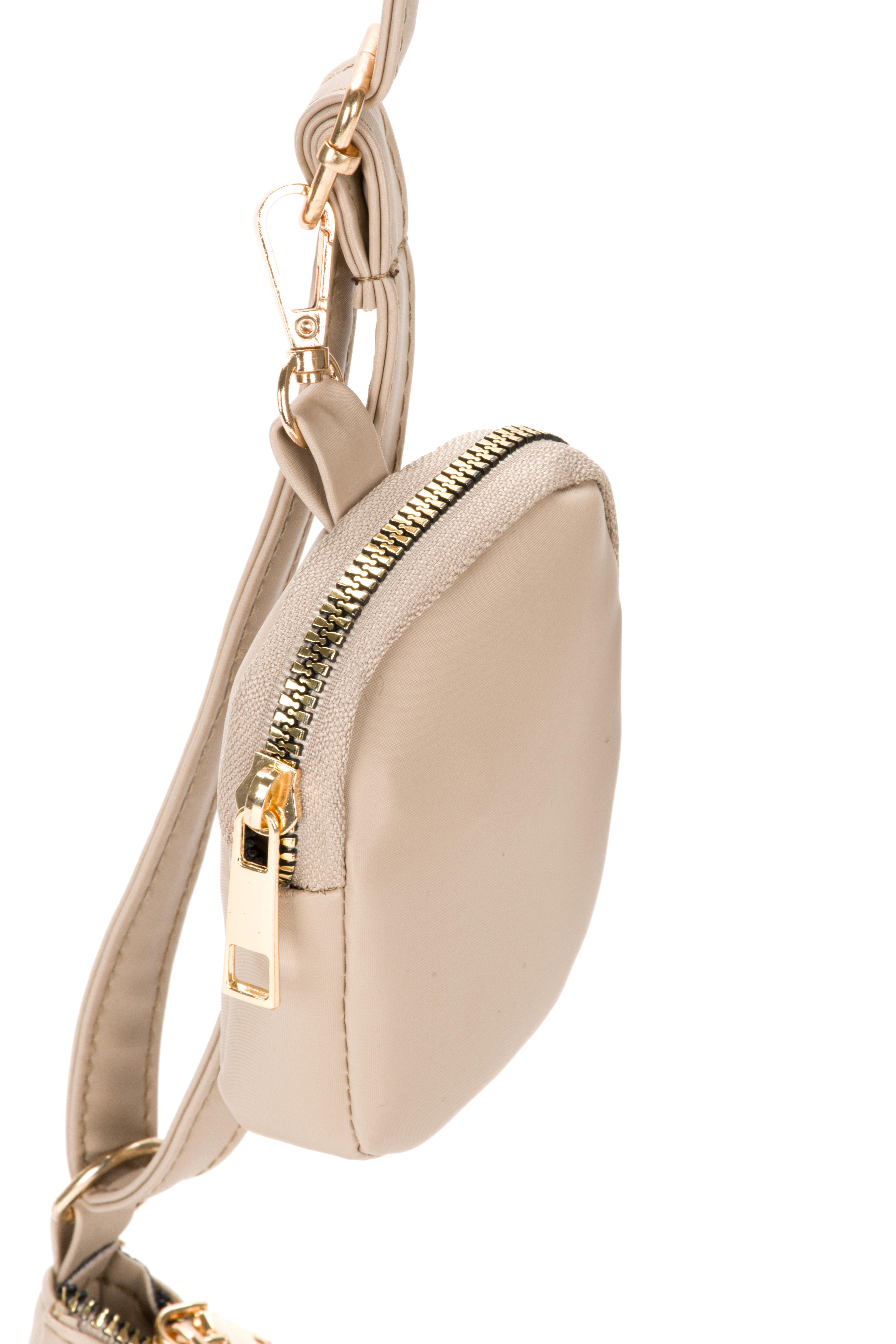 Mini Cüzdanlı Baget Çanta Bej