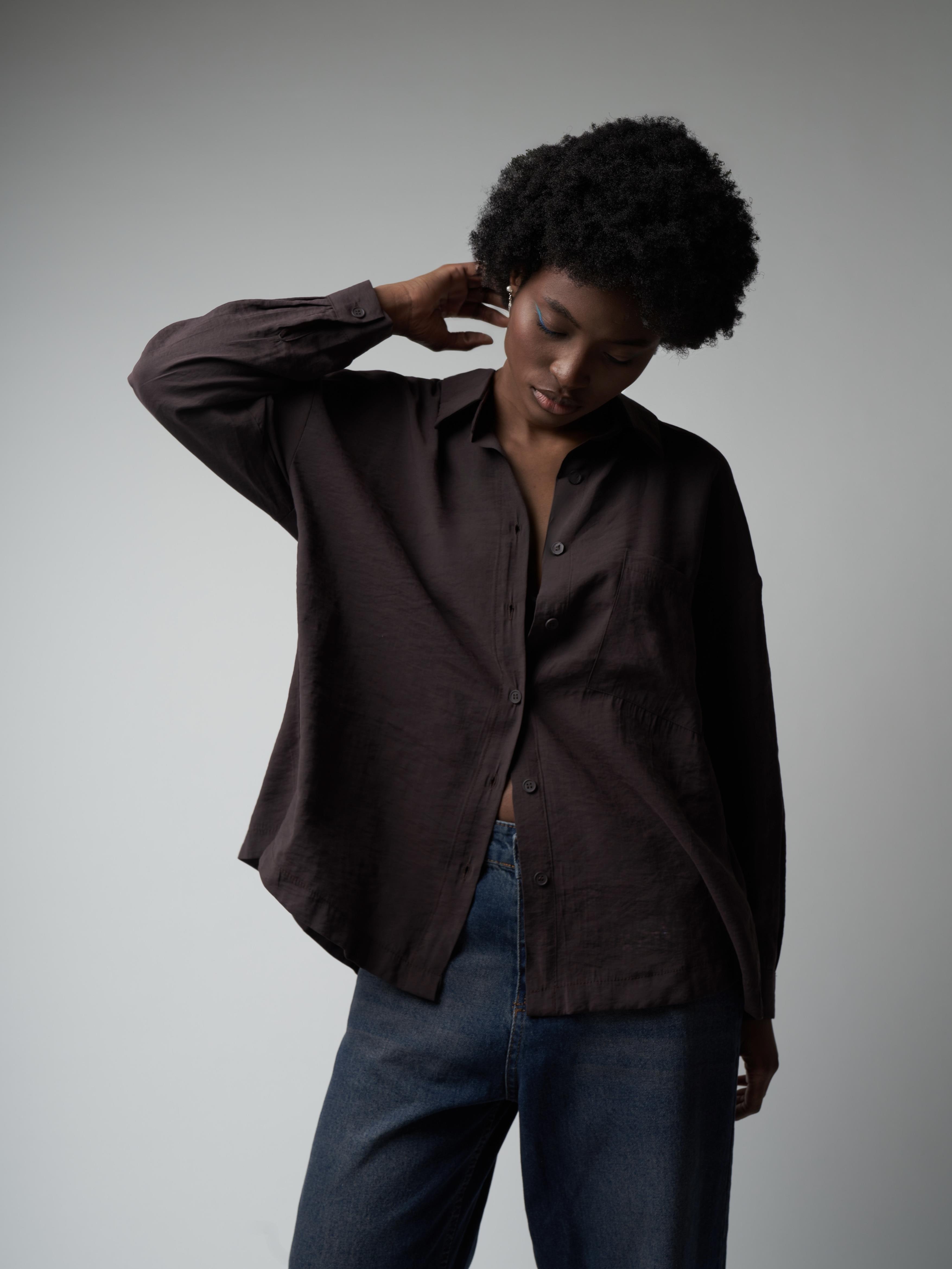 Modal Uzun Kol Gömlek Kahve