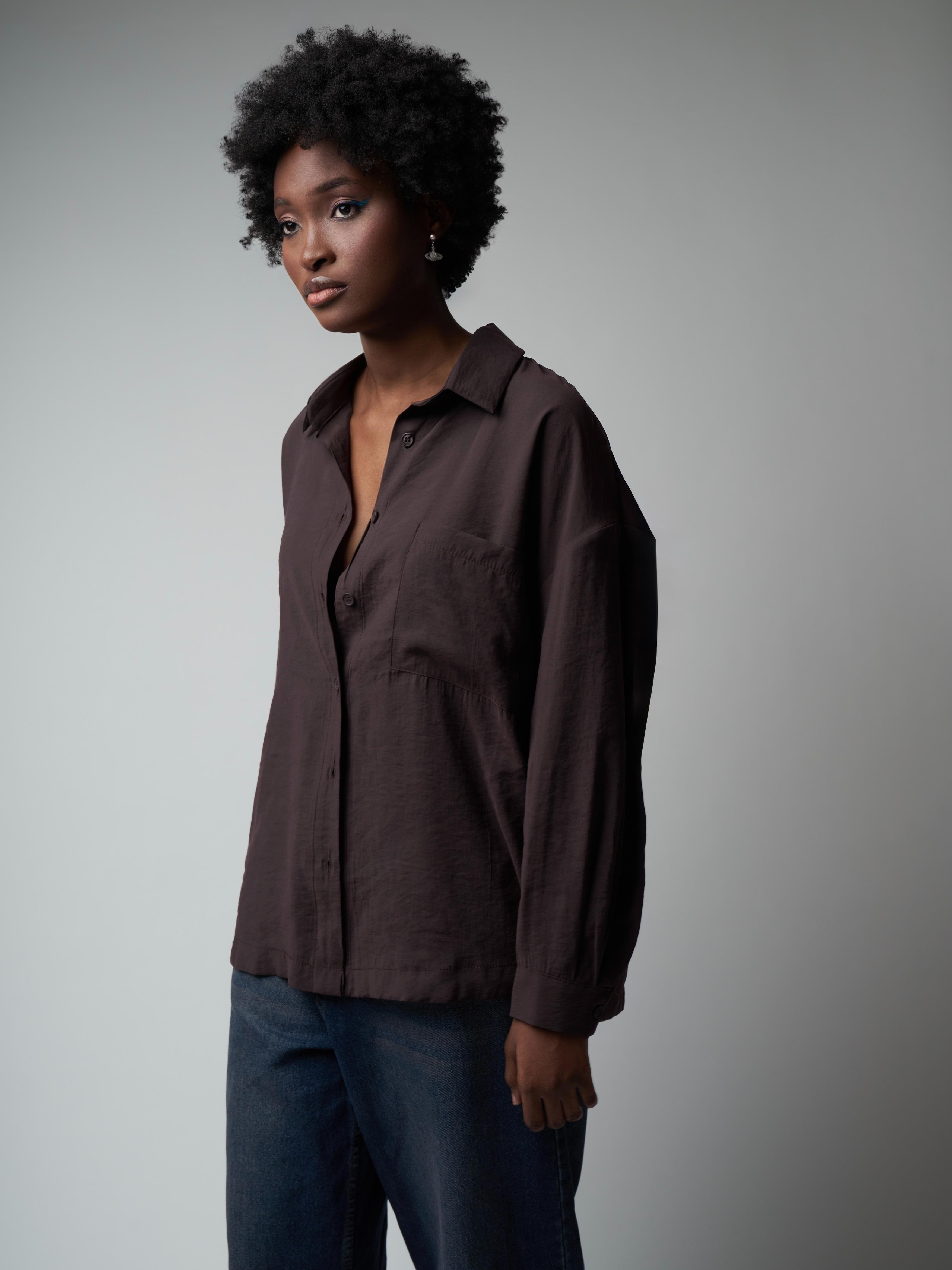 Modal Uzun Kol Gömlek Kahve