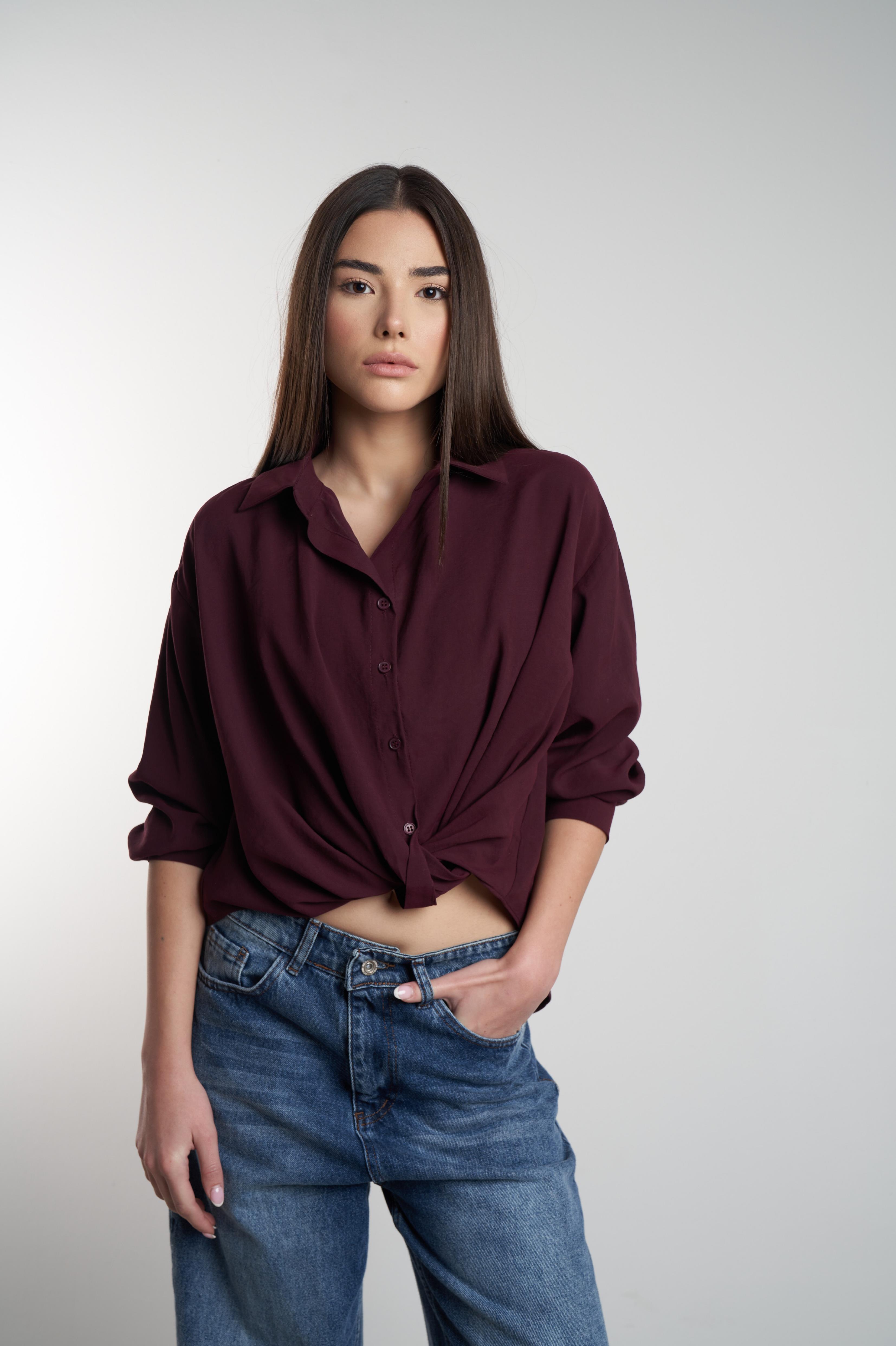 Modal Uzun Kol Gömlek Mürdüm