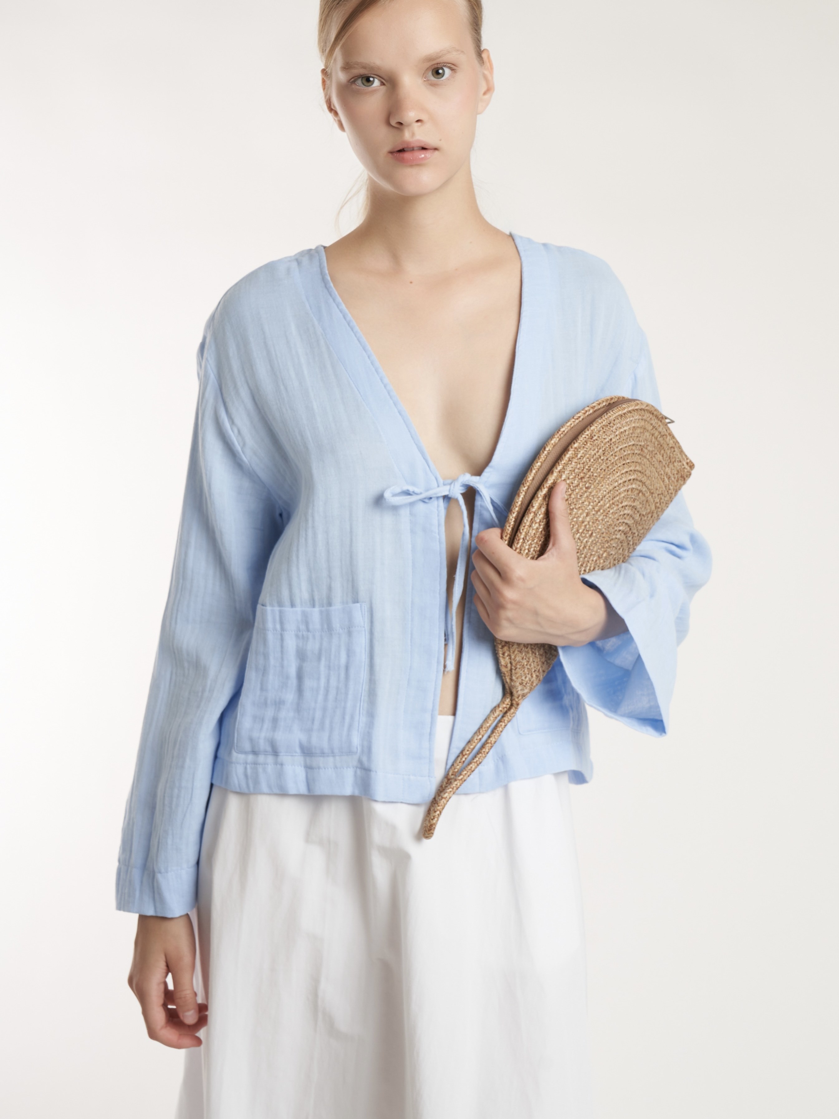Müslin Kimono Hırka Mavi