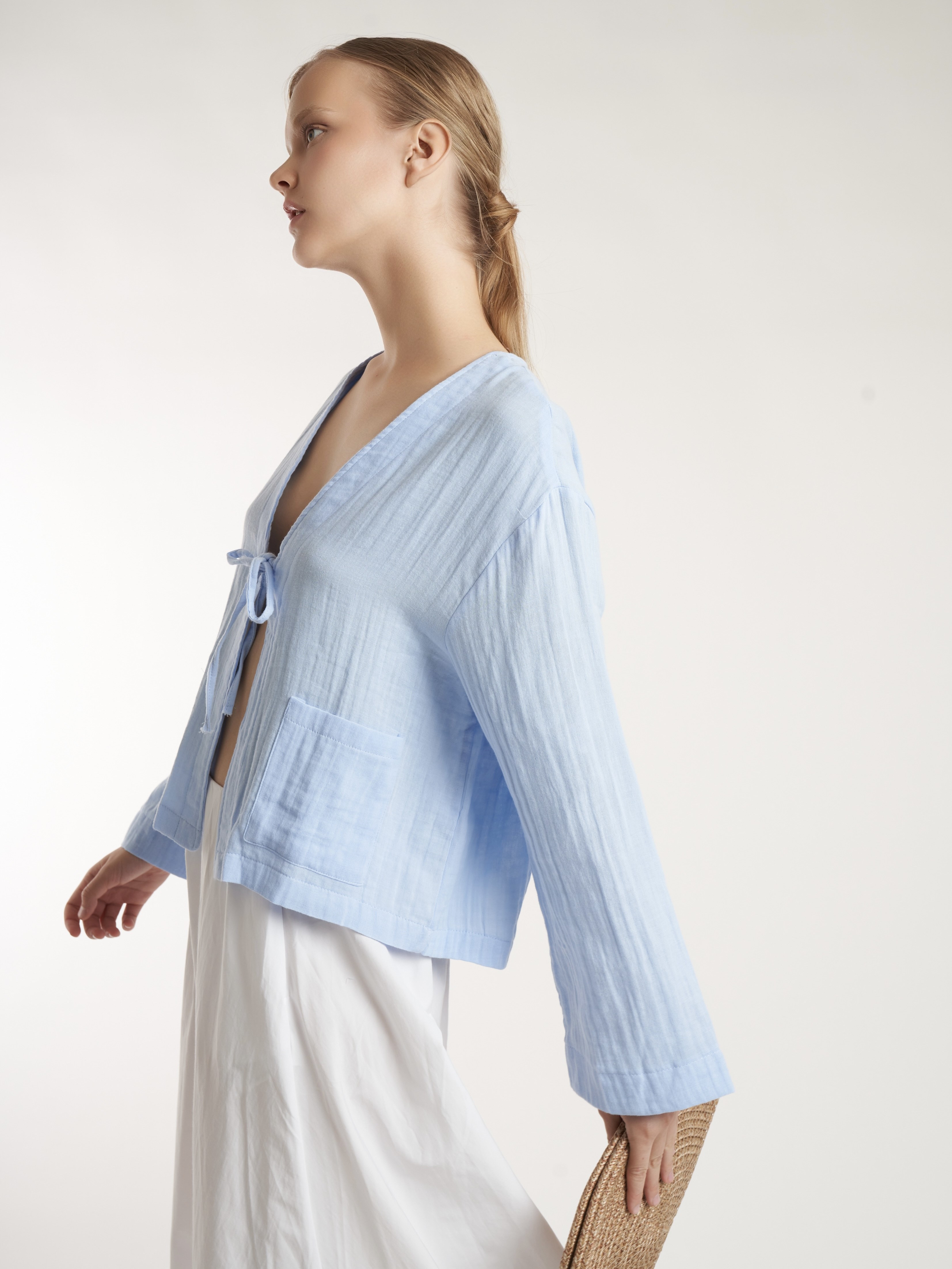 Müslin Kimono Hırka Mavi