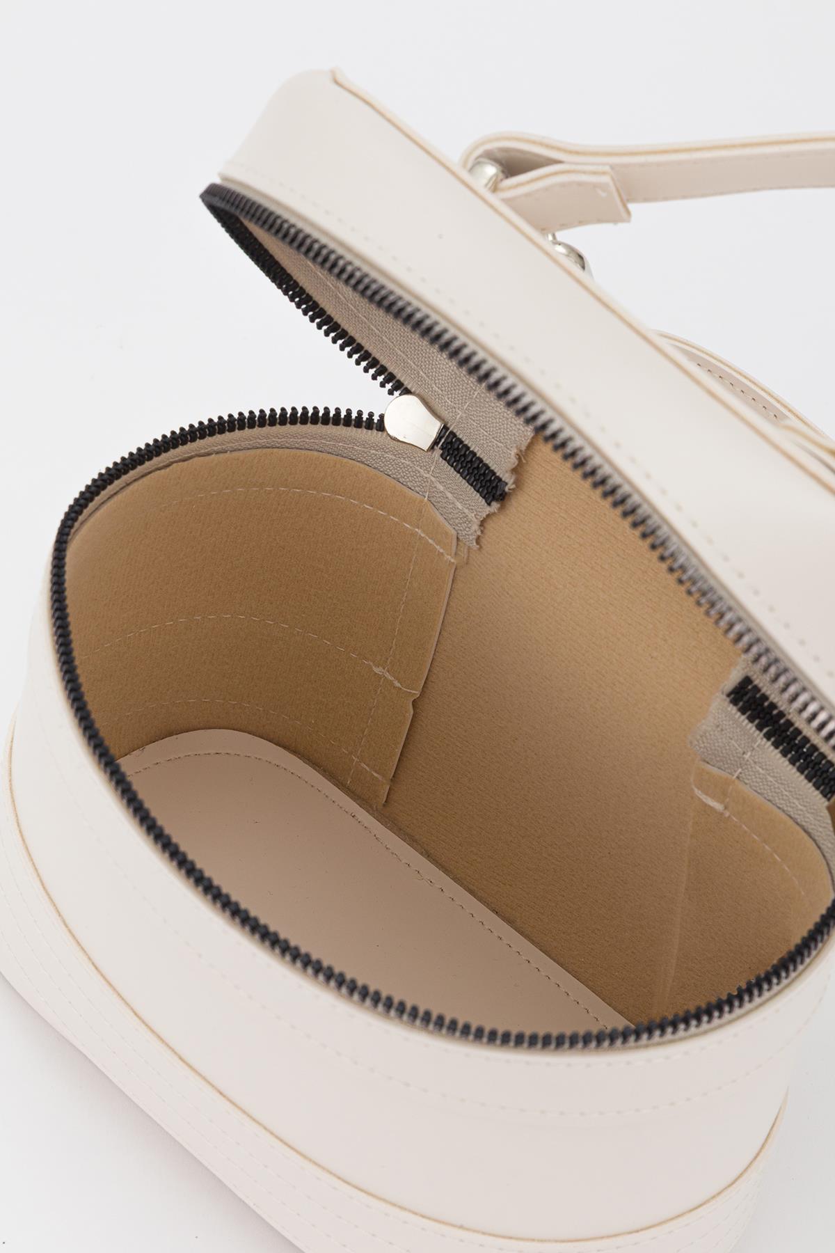 Oval Çapraz Çanta Ekru