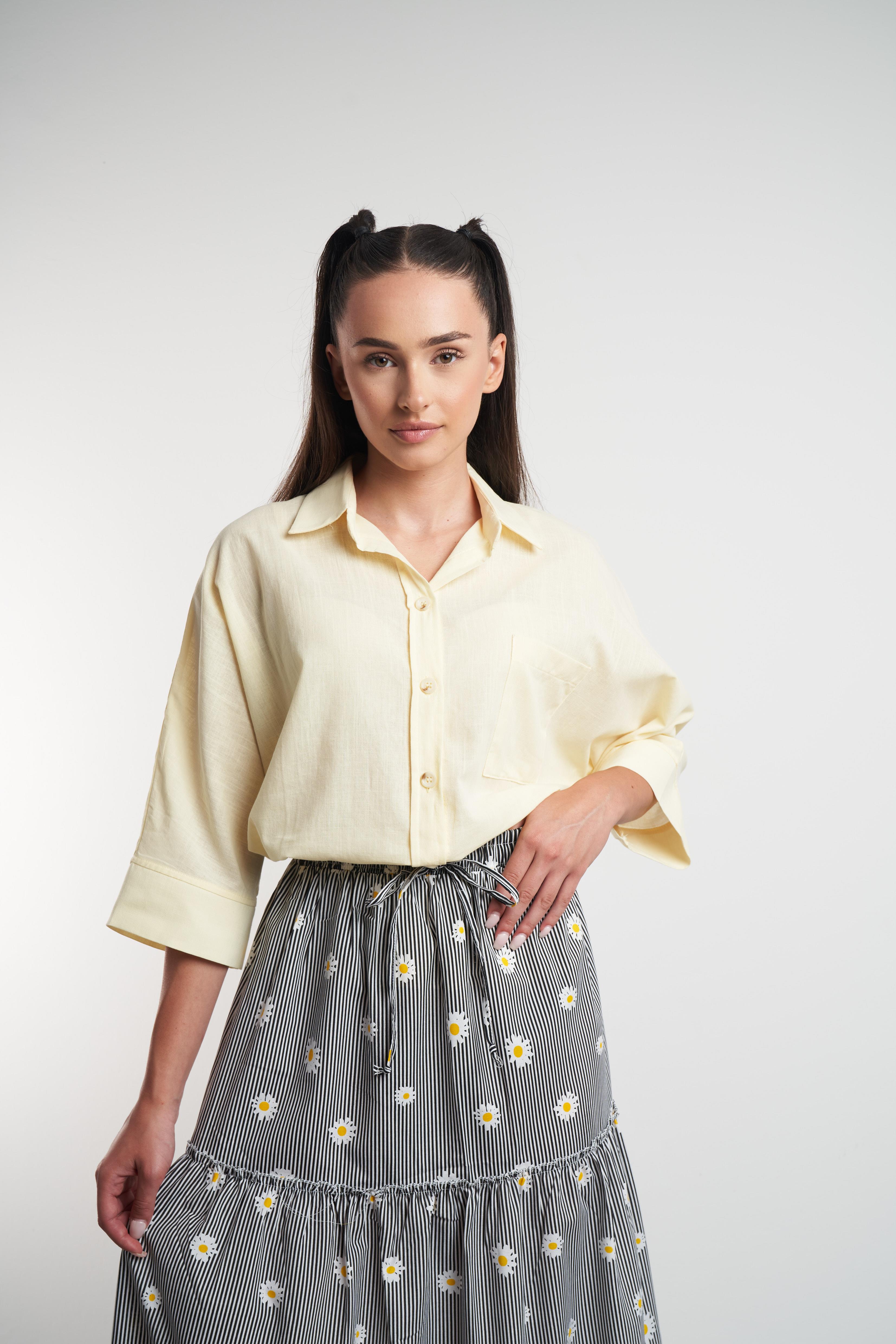 Oval Kesim Gömlek Sarı