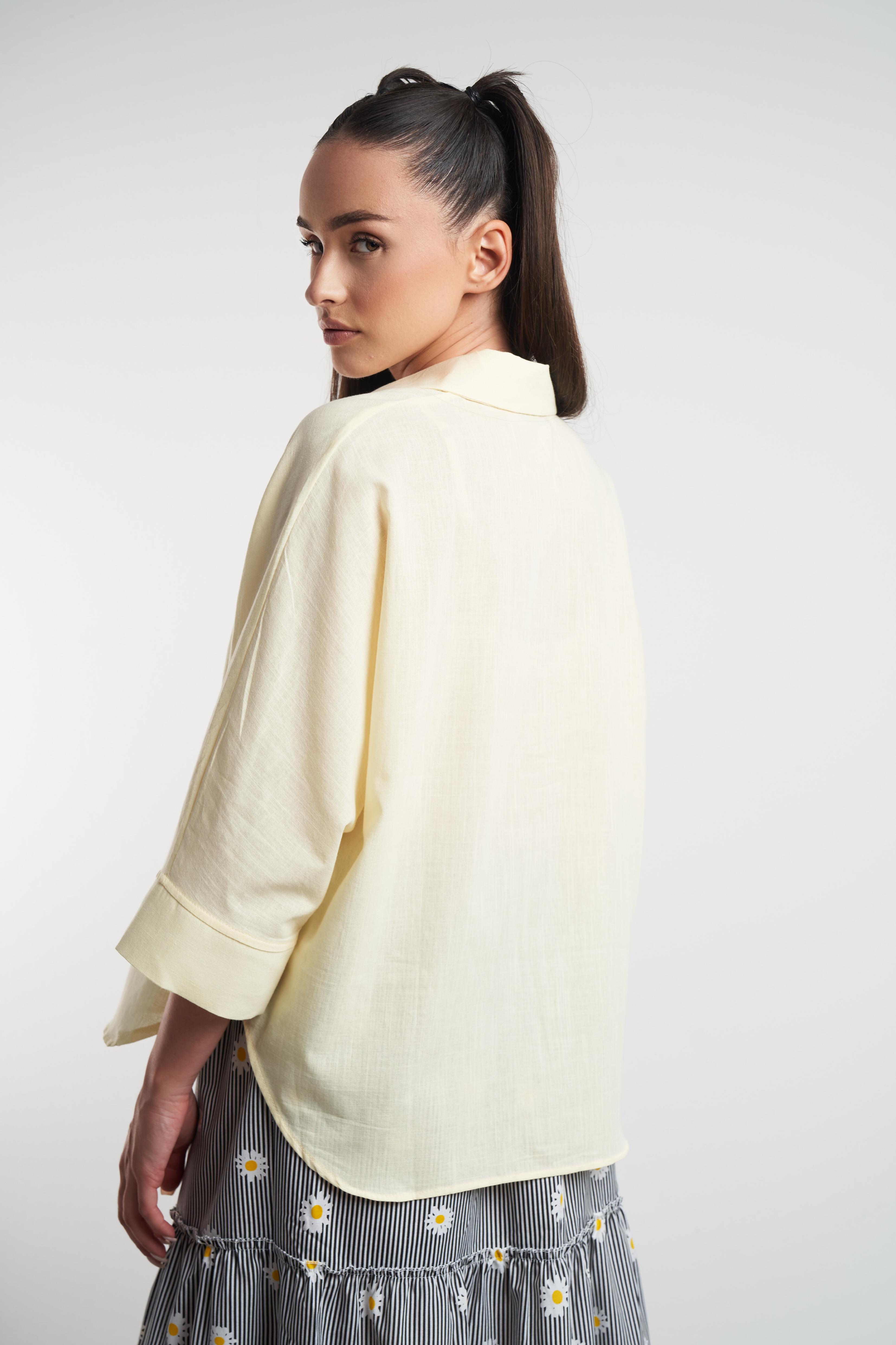 Oval Kesim Gömlek Sarı